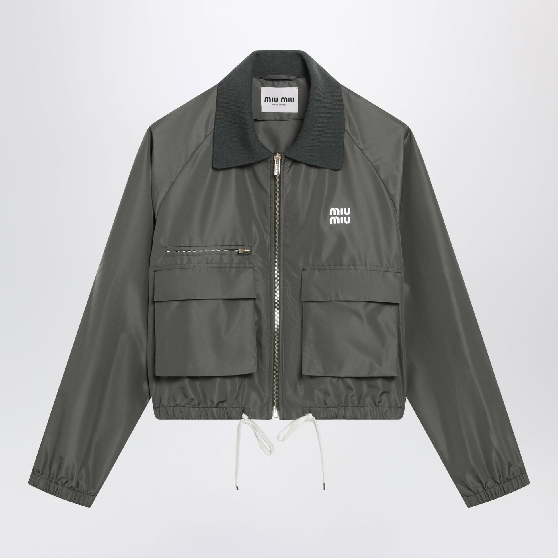 Miu Miu Water-Repellent Tela Tec Blouson In Forest Green Women MIU MIU