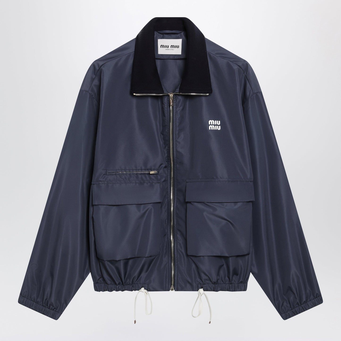 Miu Miu Tela Tec Lightweight Windproof Blouson In Blue Women MIU MIU