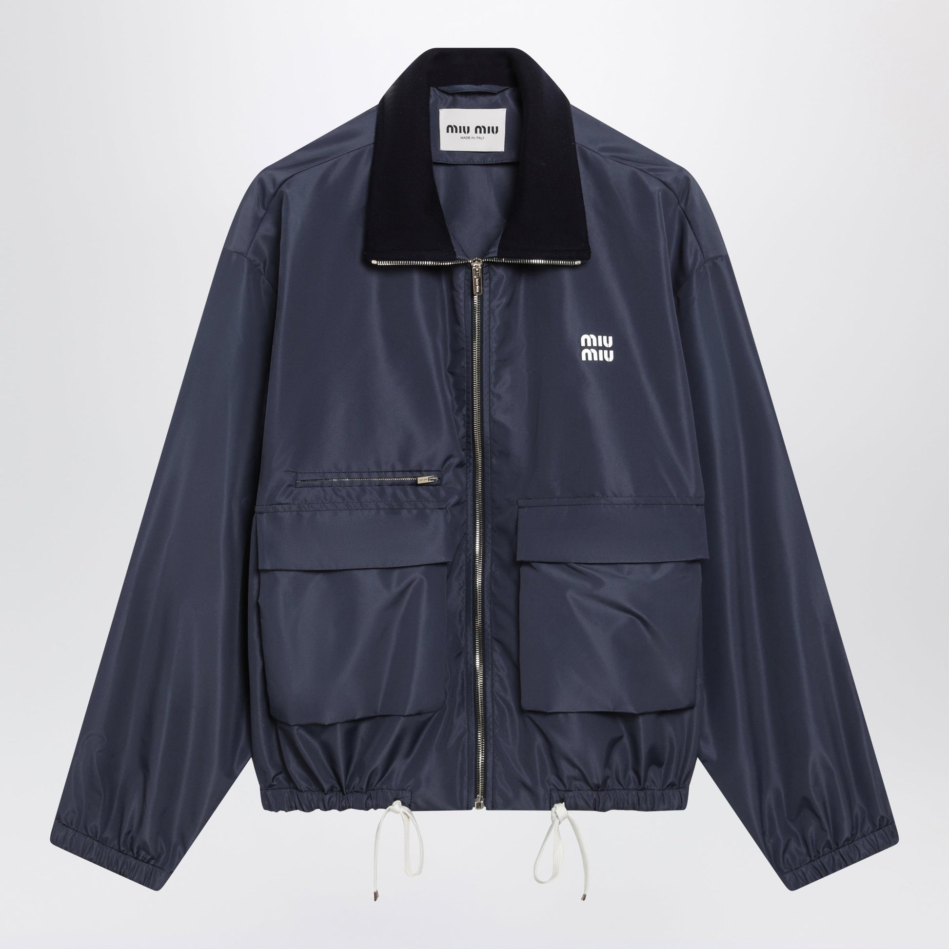 Miu Miu Tela Tec Lightweight Windproof Blouson In Blue Women MIU MIU