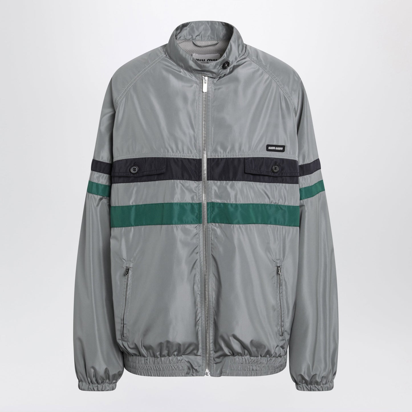 Miu Miu Tech Silk Blouson In Lead Grey Women MIU MIU