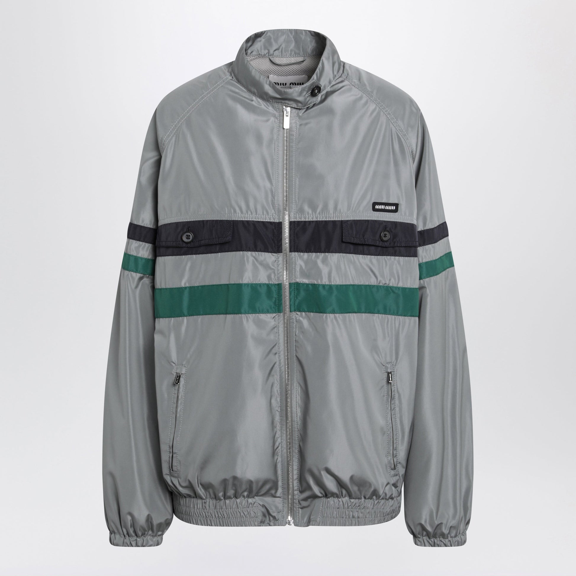 Miu Miu Tech Silk Blouson In Lead Grey Women MIU MIU