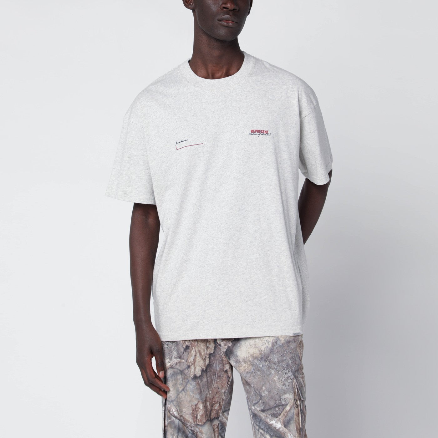 Represent Cream Marl T-Shirt With Logo Men Represent
