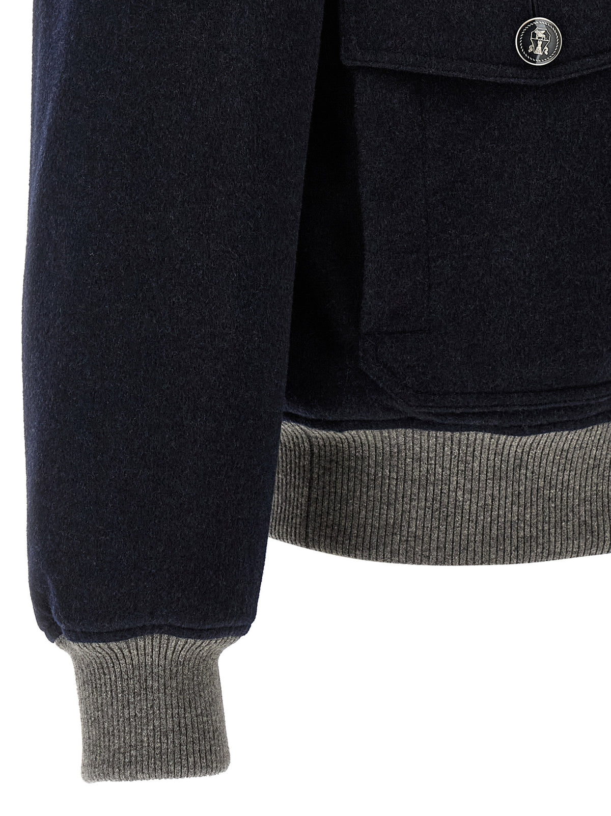 Brunello Cucinelli Men Cashmere Bomber Beaver BRUNELLO CUCINELLI