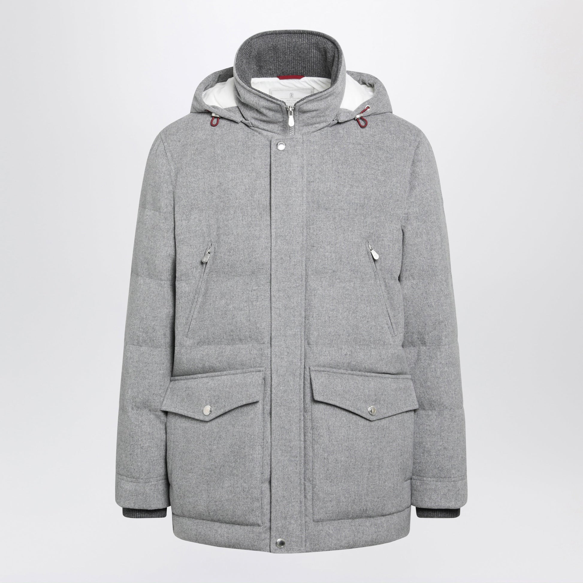 Brunello Cucinelli Light Grey Wool Parka Men BRUNELLO CUCINELLI
