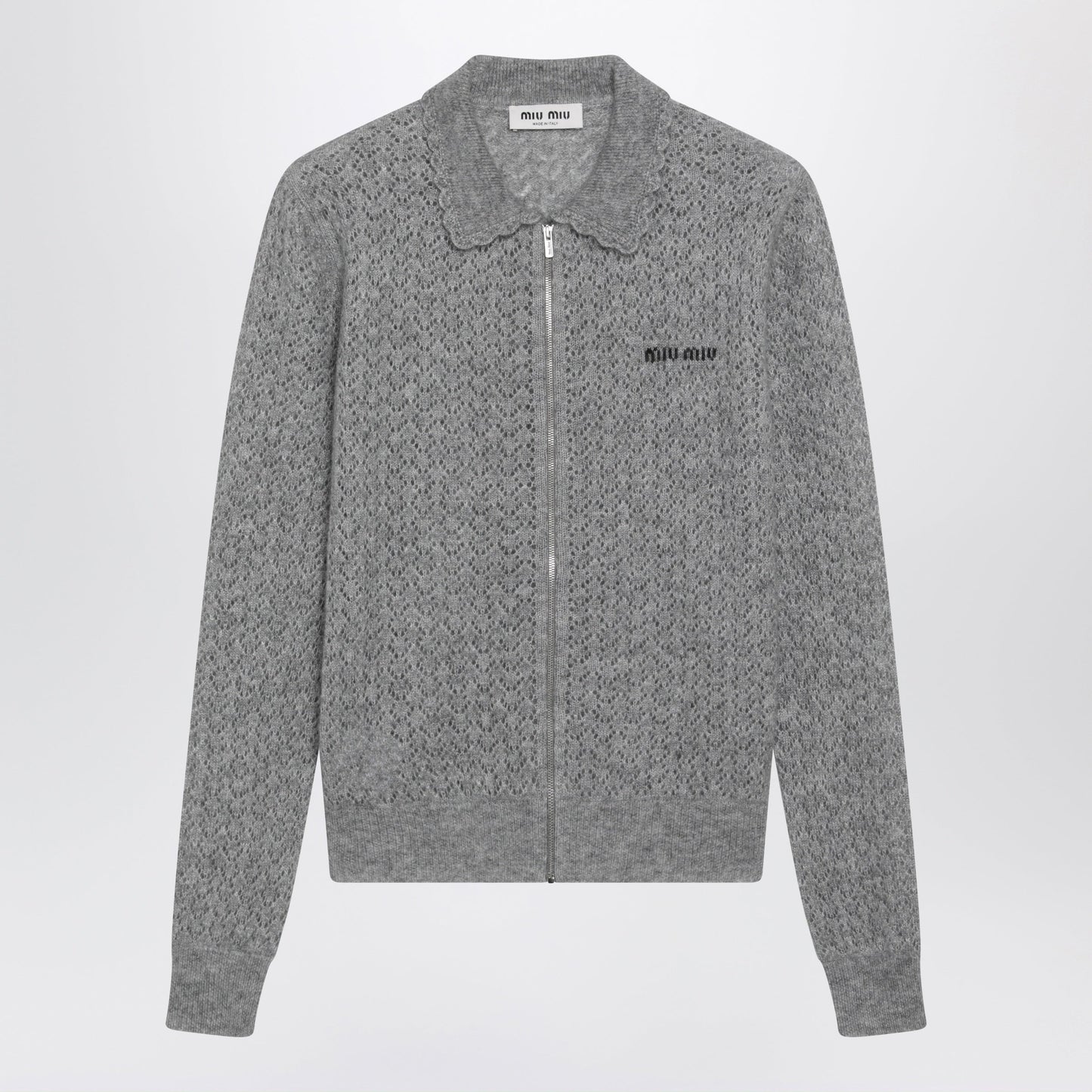Miu Miu Grey Cashmere And Silk Cardigan Women MIU MIU