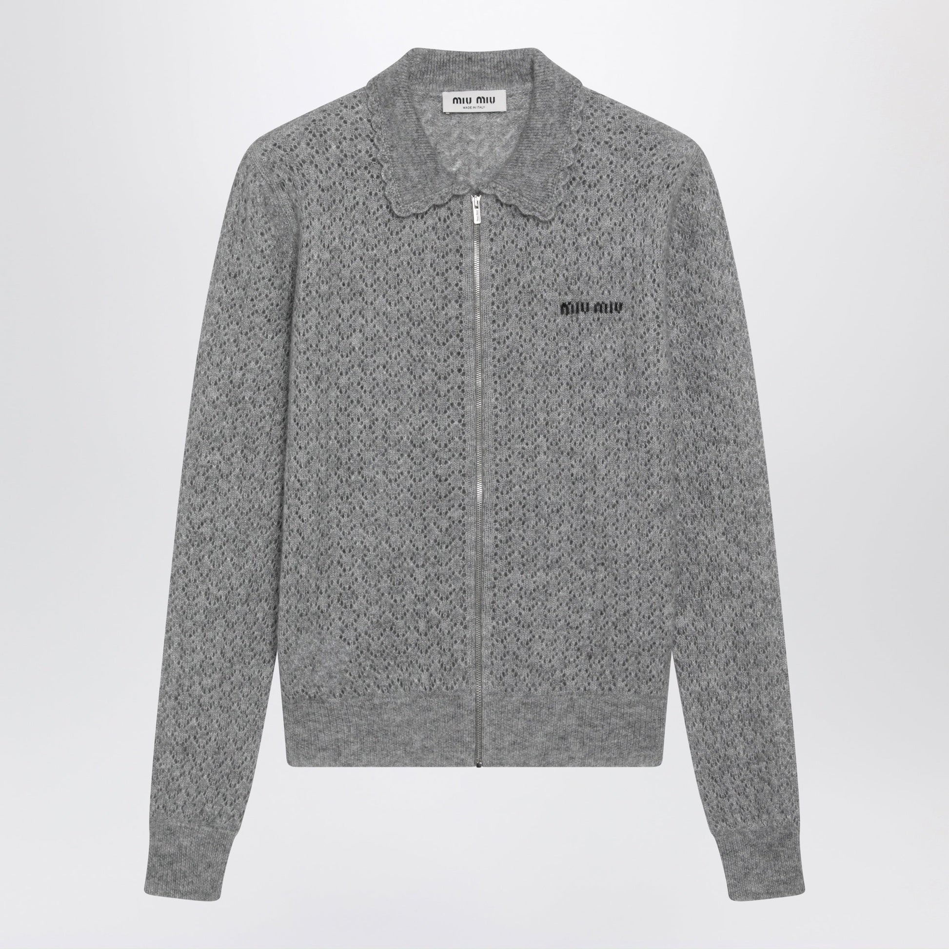 Miu Miu Grey Cashmere And Silk Cardigan Women MIU MIU