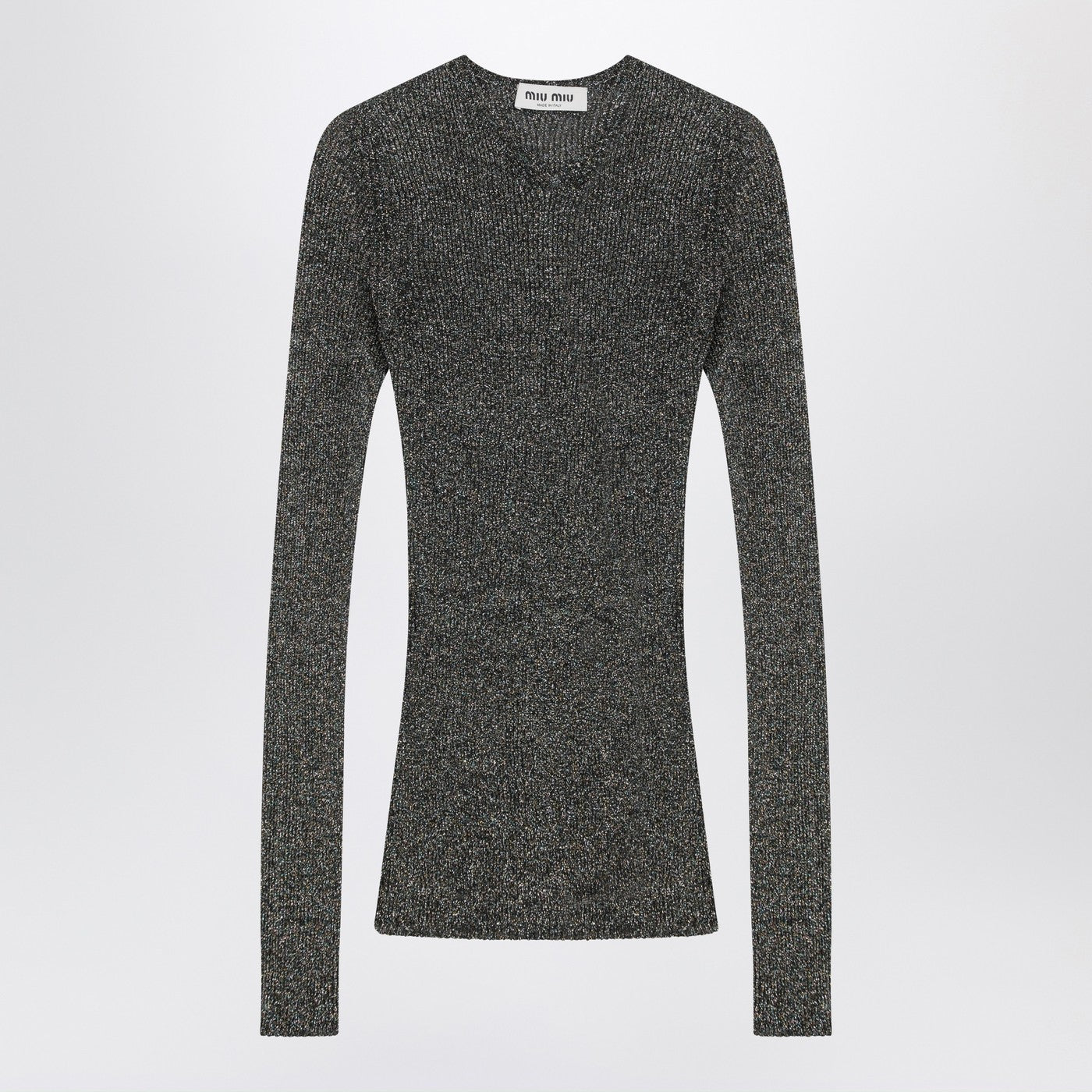 Miu Miu Gray Long-Sleeve Shirt In Lurex Women MIU MIU