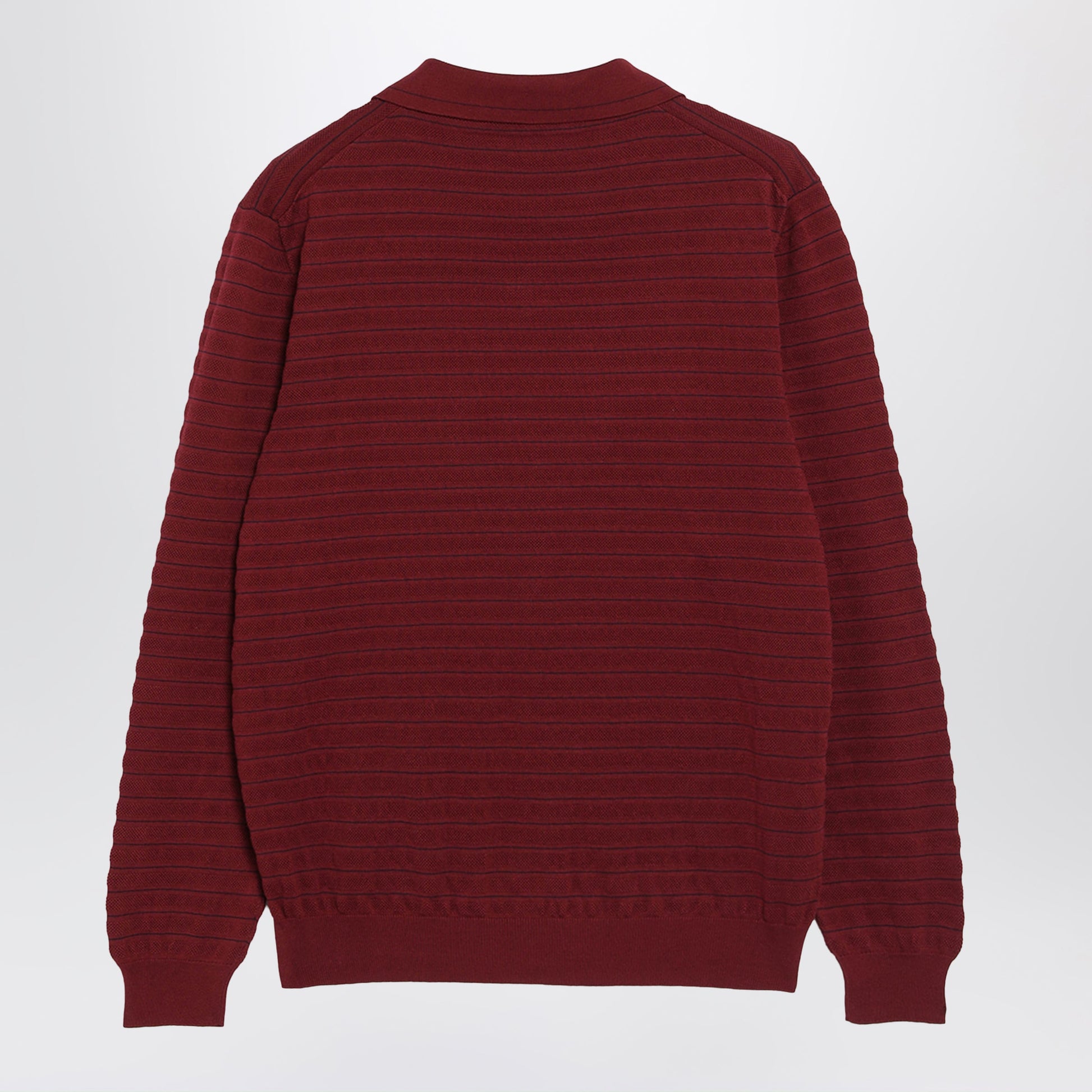 Miu Miu Striped Cotton Pique Polo Sweater In Burgundy Women MIU MIU