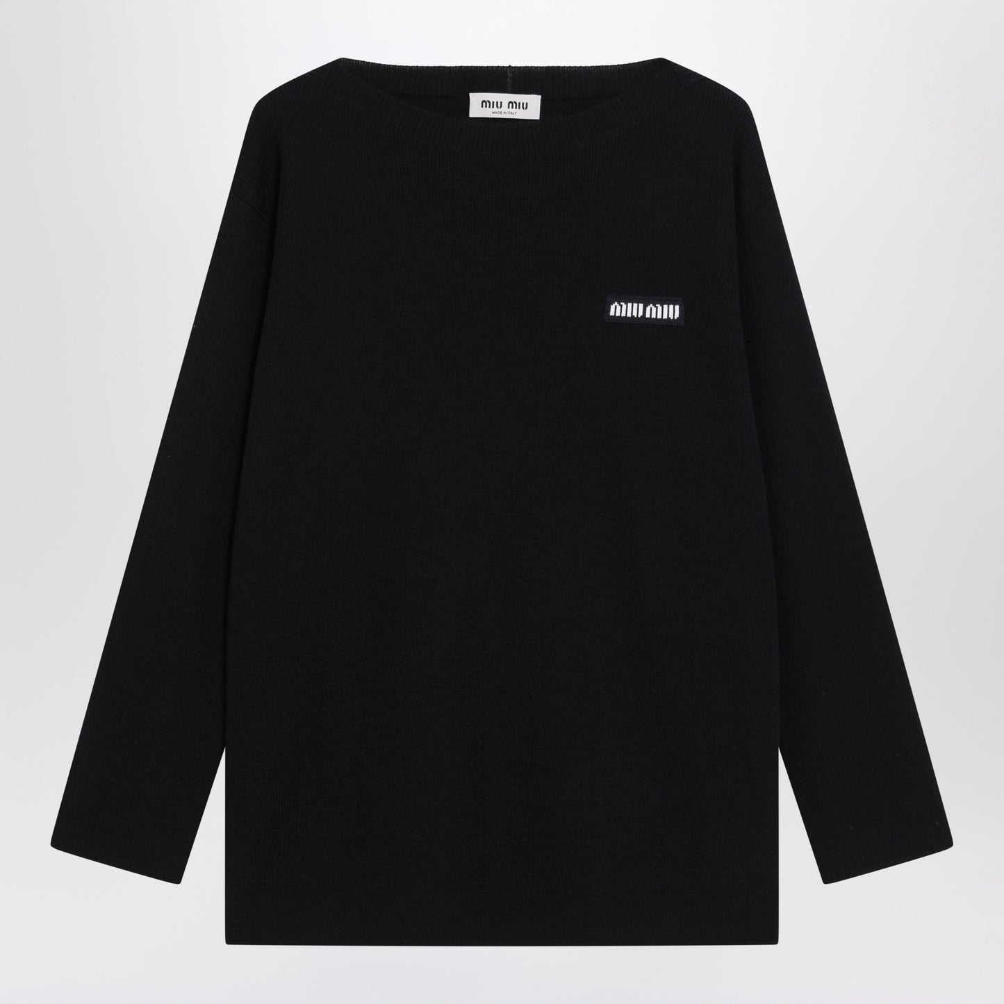 Miu Miu Blue Virgin Wool Sweater With Logo Intarsia Women MIU MIU