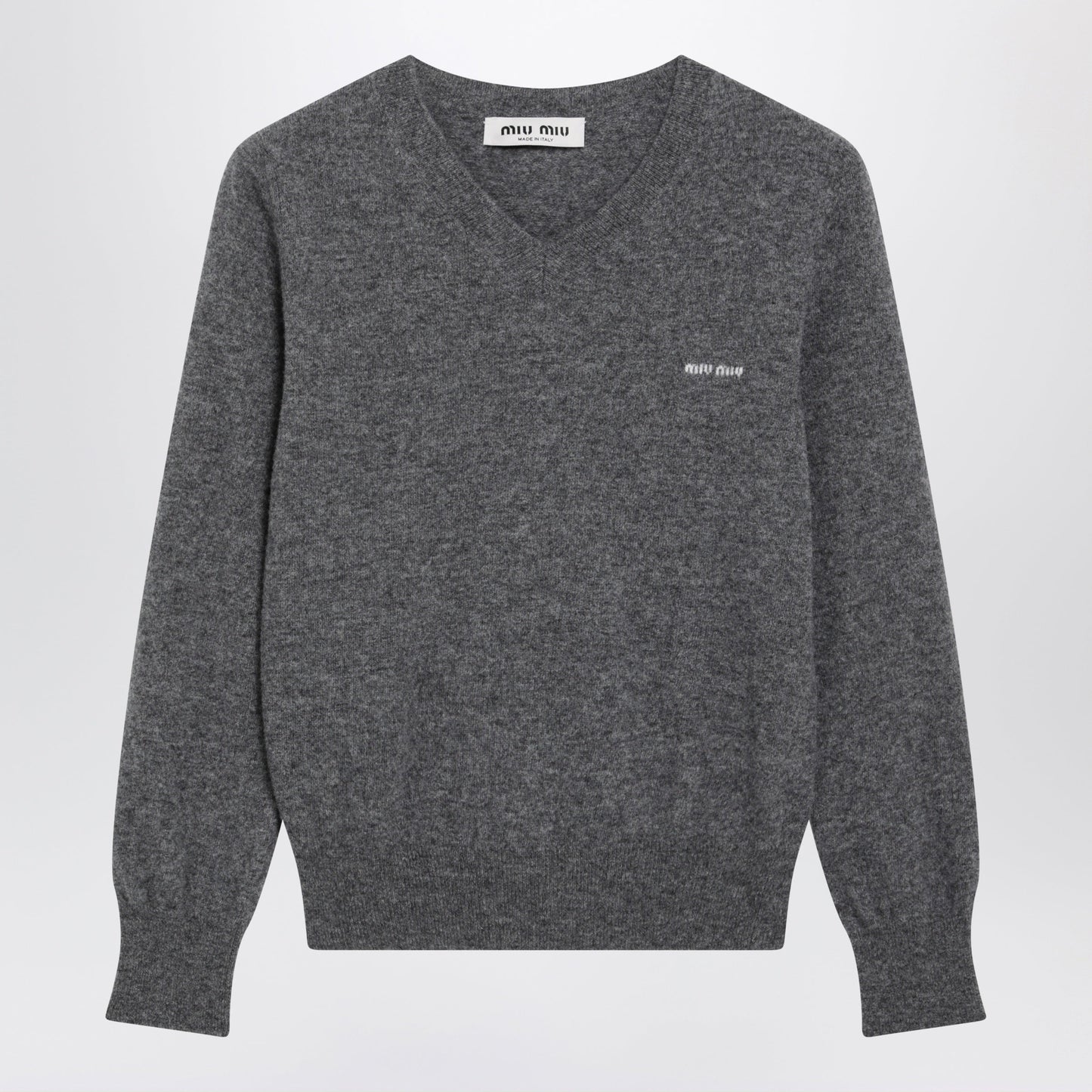Miu Miu Slate V-Neck Sweater In Wool Women MIU MIU