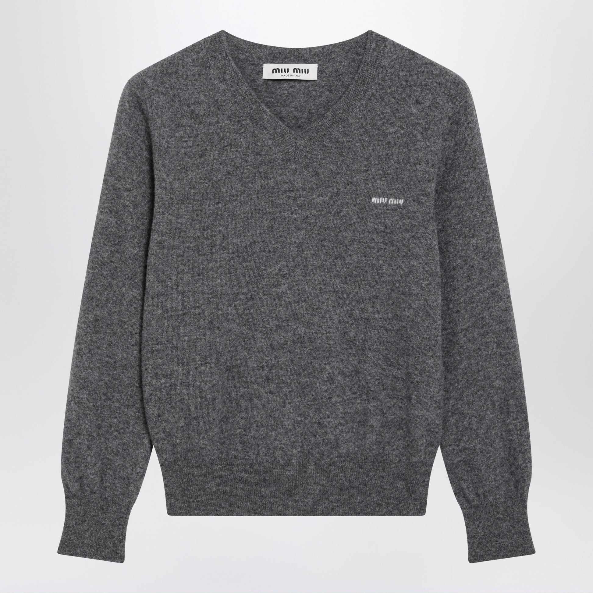 Miu Miu Slate V-Neck Sweater In Wool Women MIU MIU