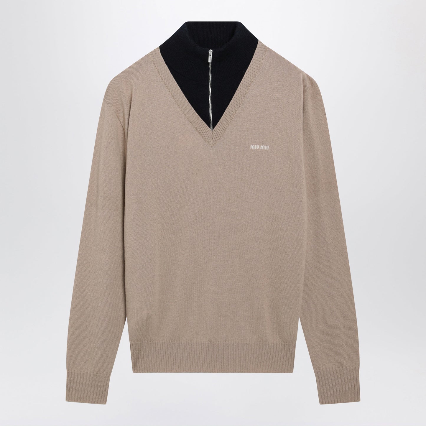 Miu Miu White And Blue Turtleneck Sweater In Cashmere Women MIU MIU