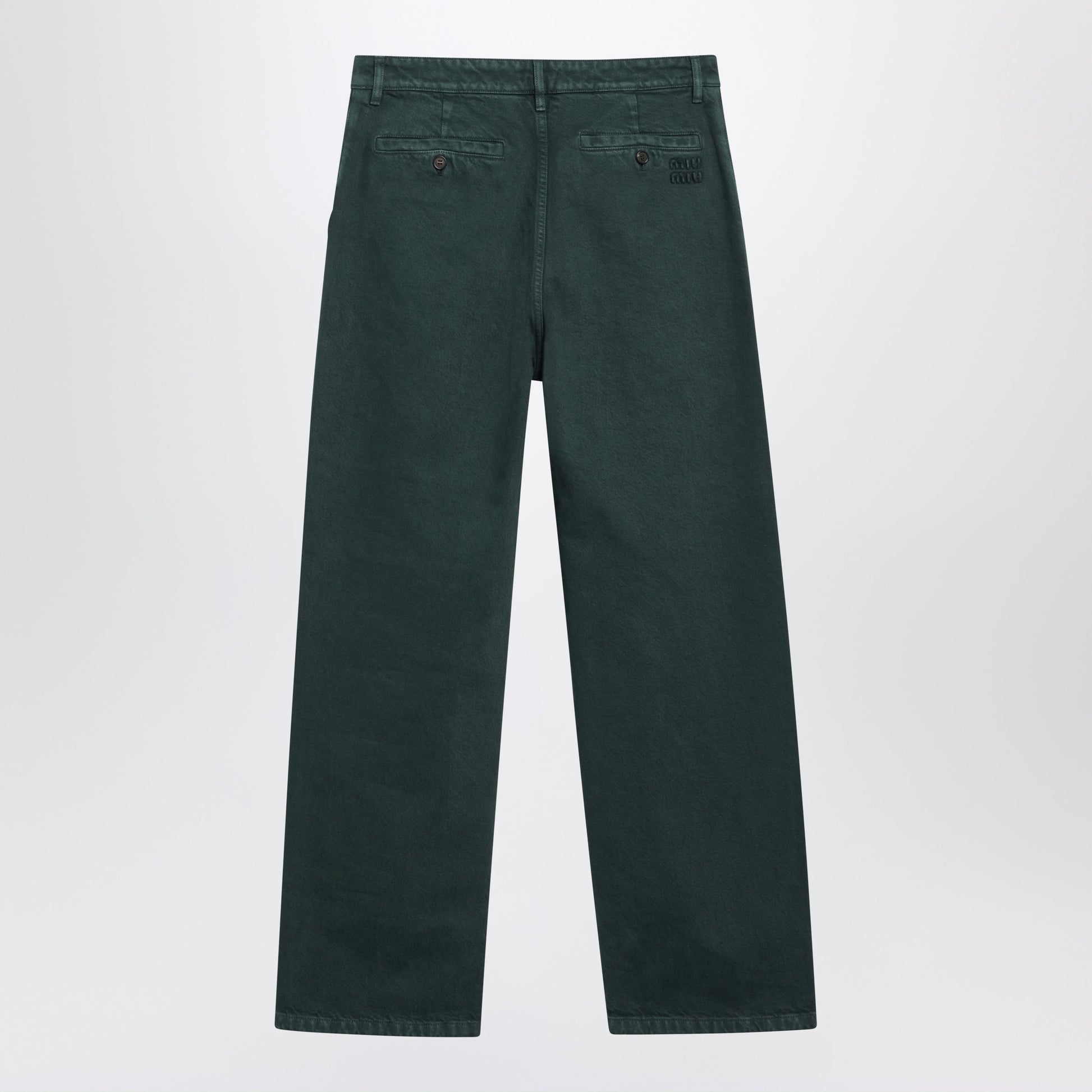Miu Miu Bottle Green Gabardine Trousers Women MIU MIU
