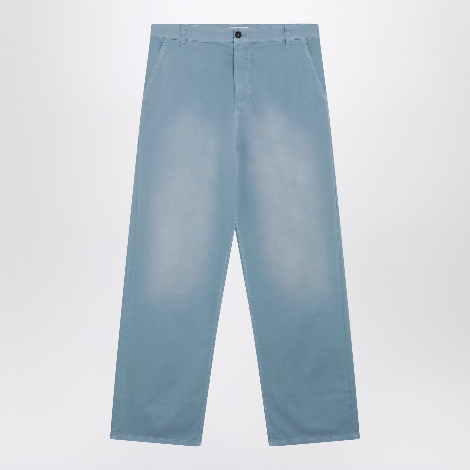 Miu Miu Garment-Dyed Cotton Twill Trousers In Astral Women MIU MIU