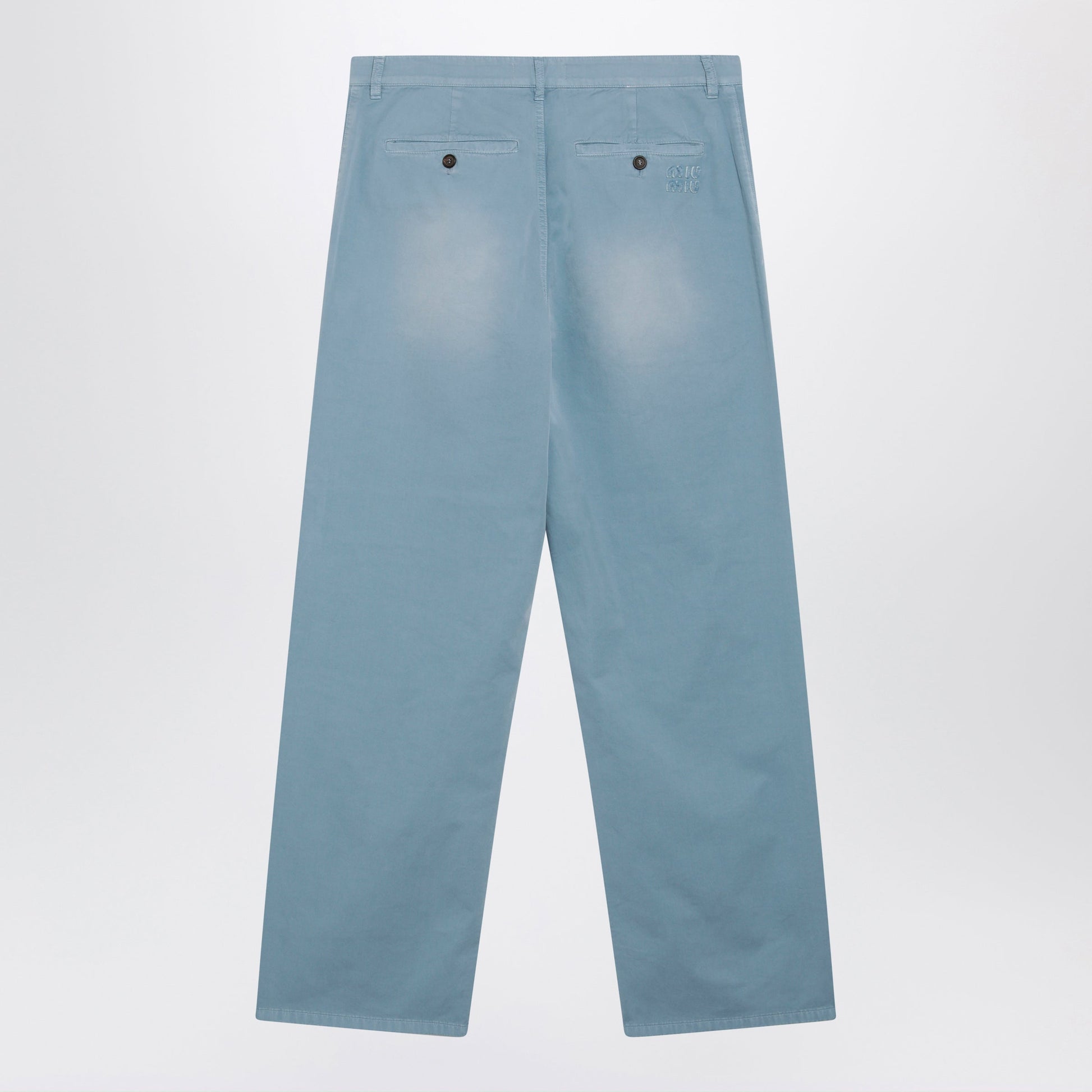 Miu Miu Garment-Dyed Cotton Twill Trousers In Astral Women MIU MIU