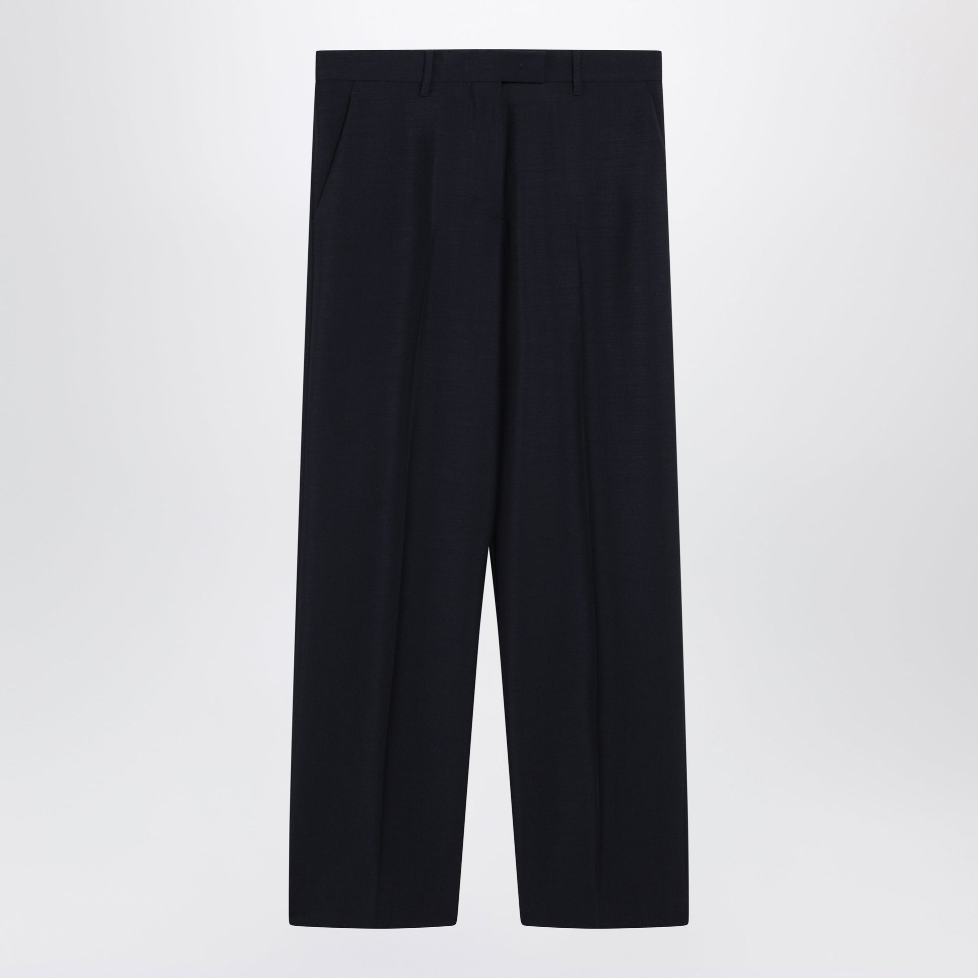 Miu Miu Navy Blue Wool-Blend Trousers Women MIU MIU