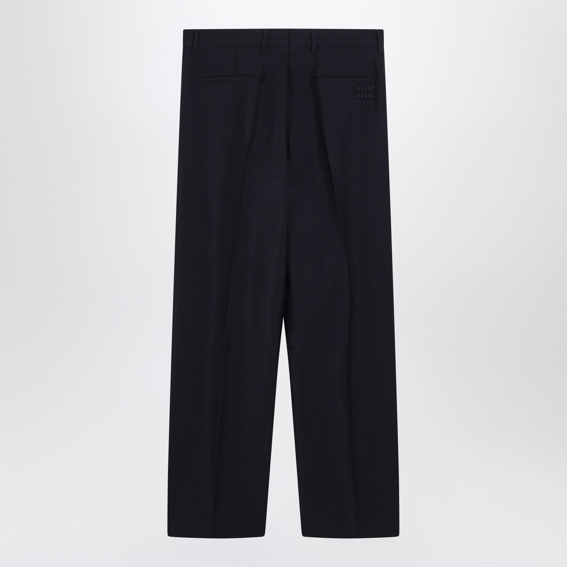 Miu Miu Navy Blue Wool-Blend Trousers Women MIU MIU