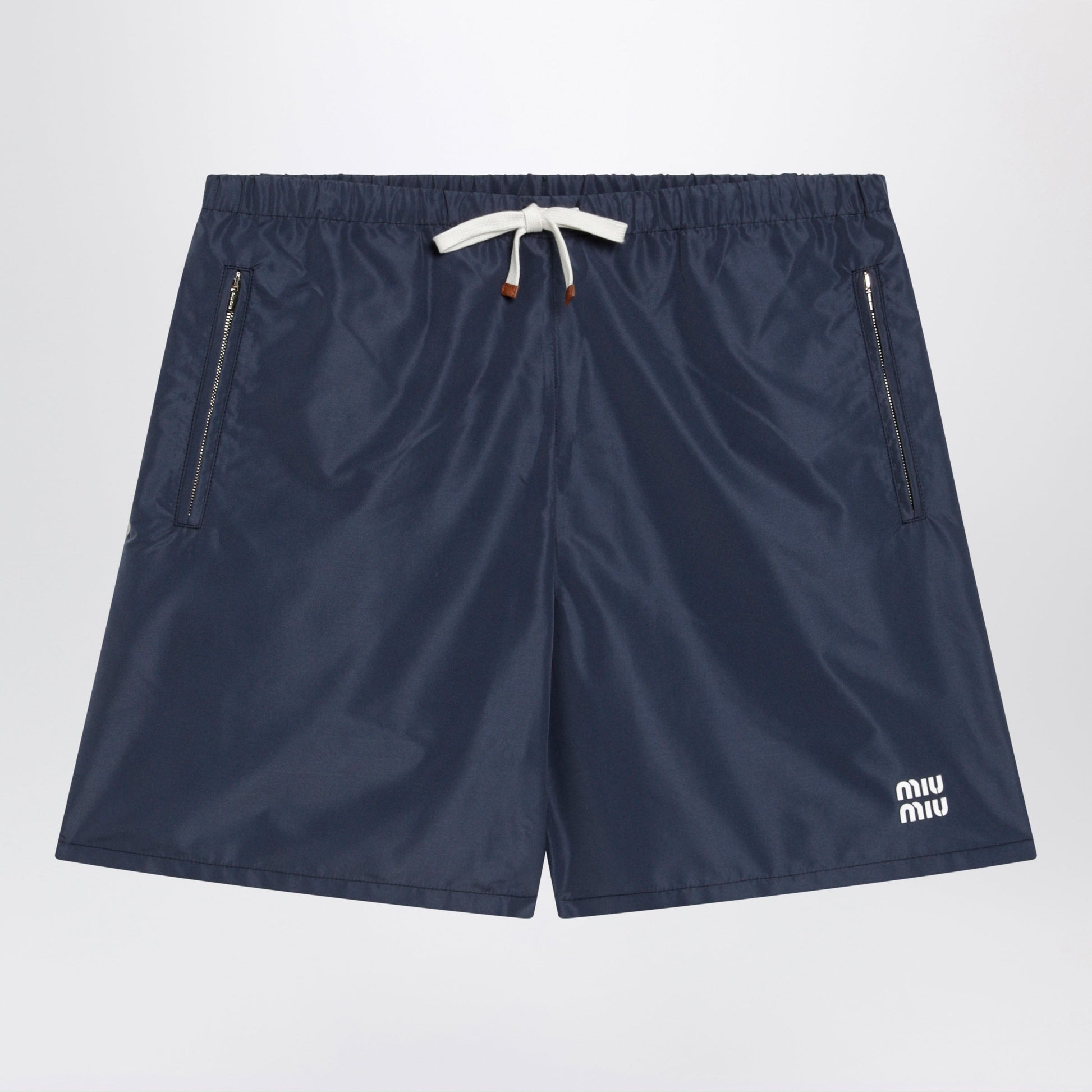Miu Miu Tec Fabric Windproof Bermuda Shorts In Blue Women MIU MIU