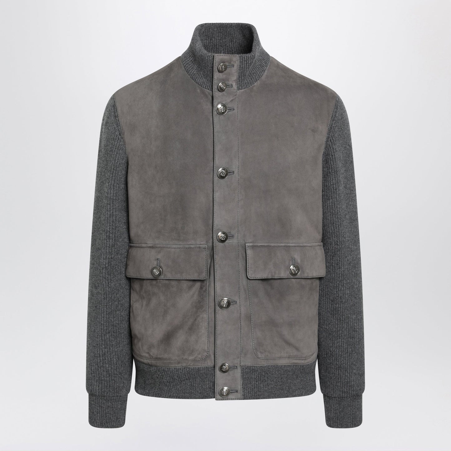 Brunello Cucinelli Steel Padded Leather And Cashmere Jacket Men BRUNELLO CUCINELLI