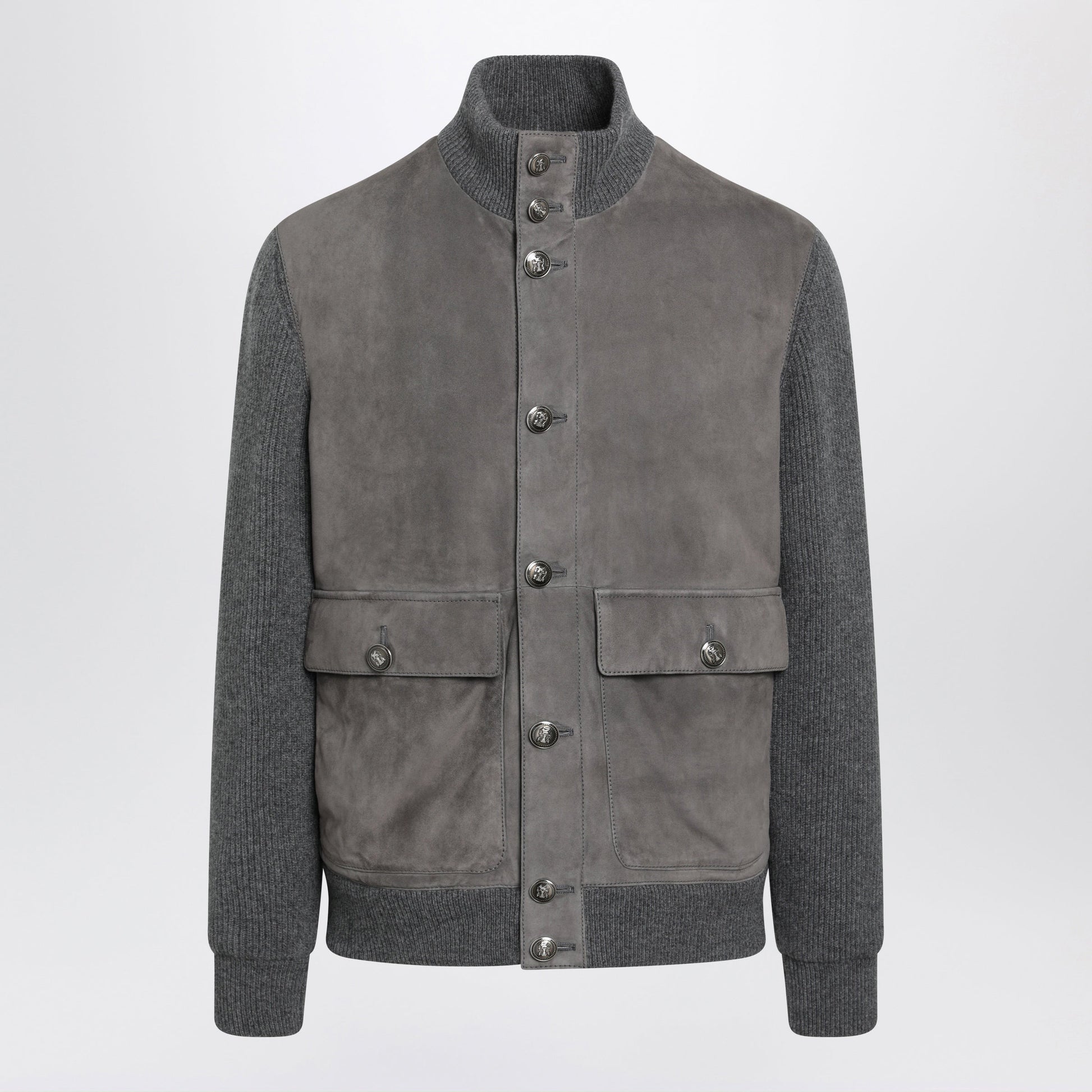 Brunello Cucinelli Steel Padded Leather And Cashmere Jacket Men BRUNELLO CUCINELLI