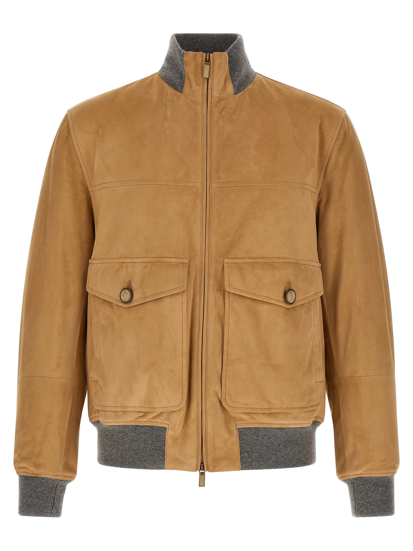 Brunello Cucinelli Men Padded Suede Bomber Jacket BRUNELLO CUCINELLI