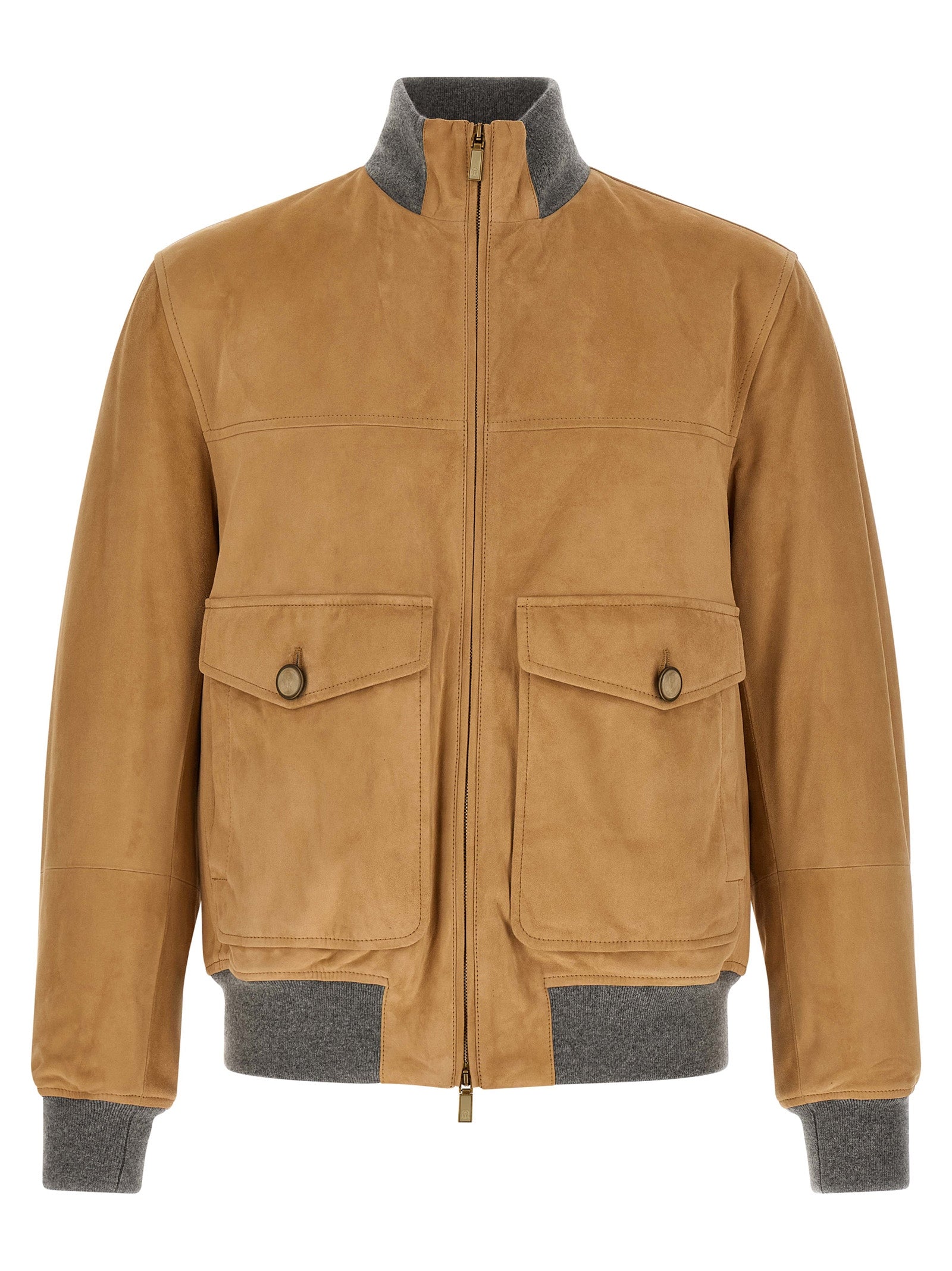 Brunello Cucinelli Men Padded Suede Bomber Jacket BRUNELLO CUCINELLI