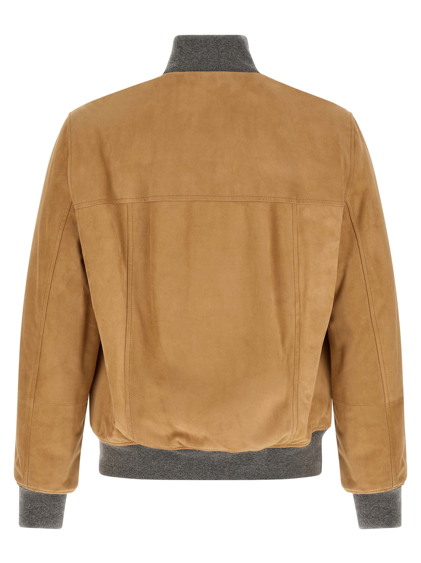 Brunello Cucinelli Men Padded Suede Bomber Jacket BRUNELLO CUCINELLI