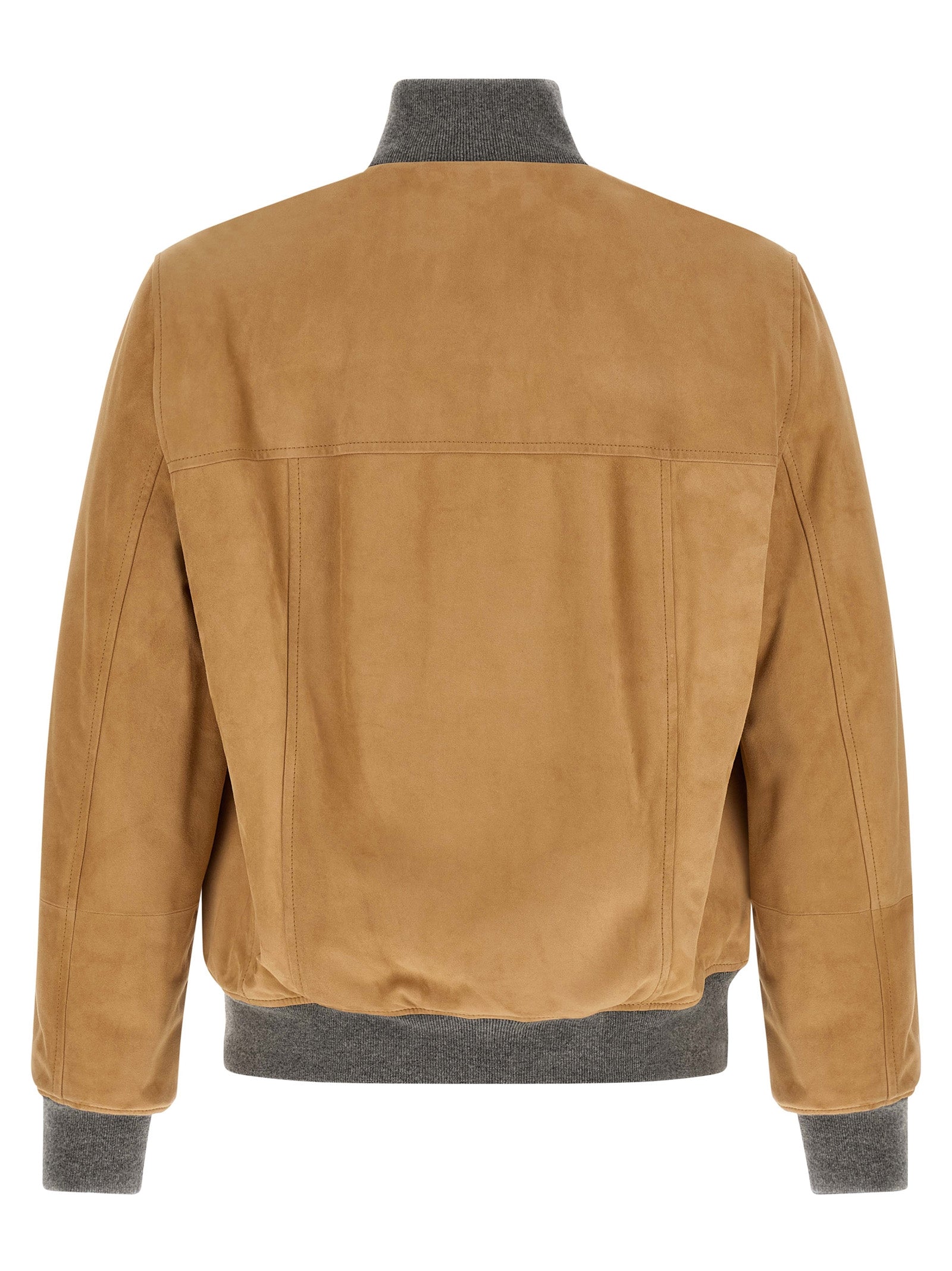 Brunello Cucinelli Men Padded Suede Bomber Jacket BRUNELLO CUCINELLI