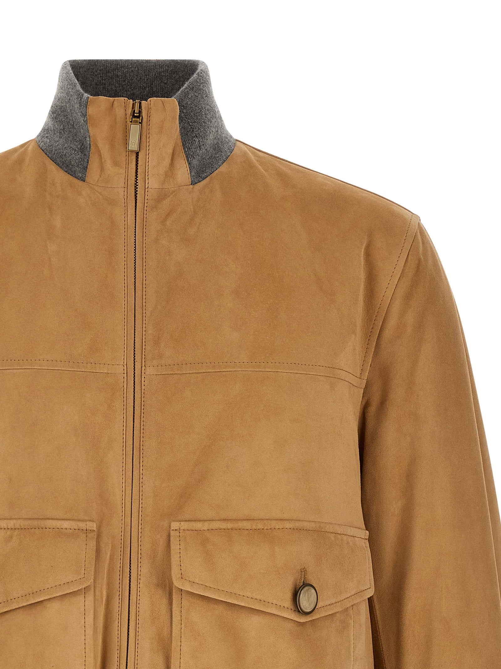 Brunello Cucinelli Men Padded Suede Bomber Jacket BRUNELLO CUCINELLI