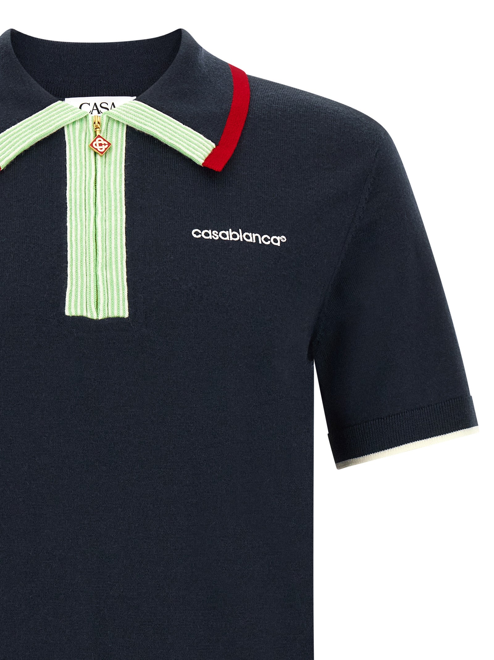 Casablanca Men Knit Polo Shirt With Zip CASABLANCA