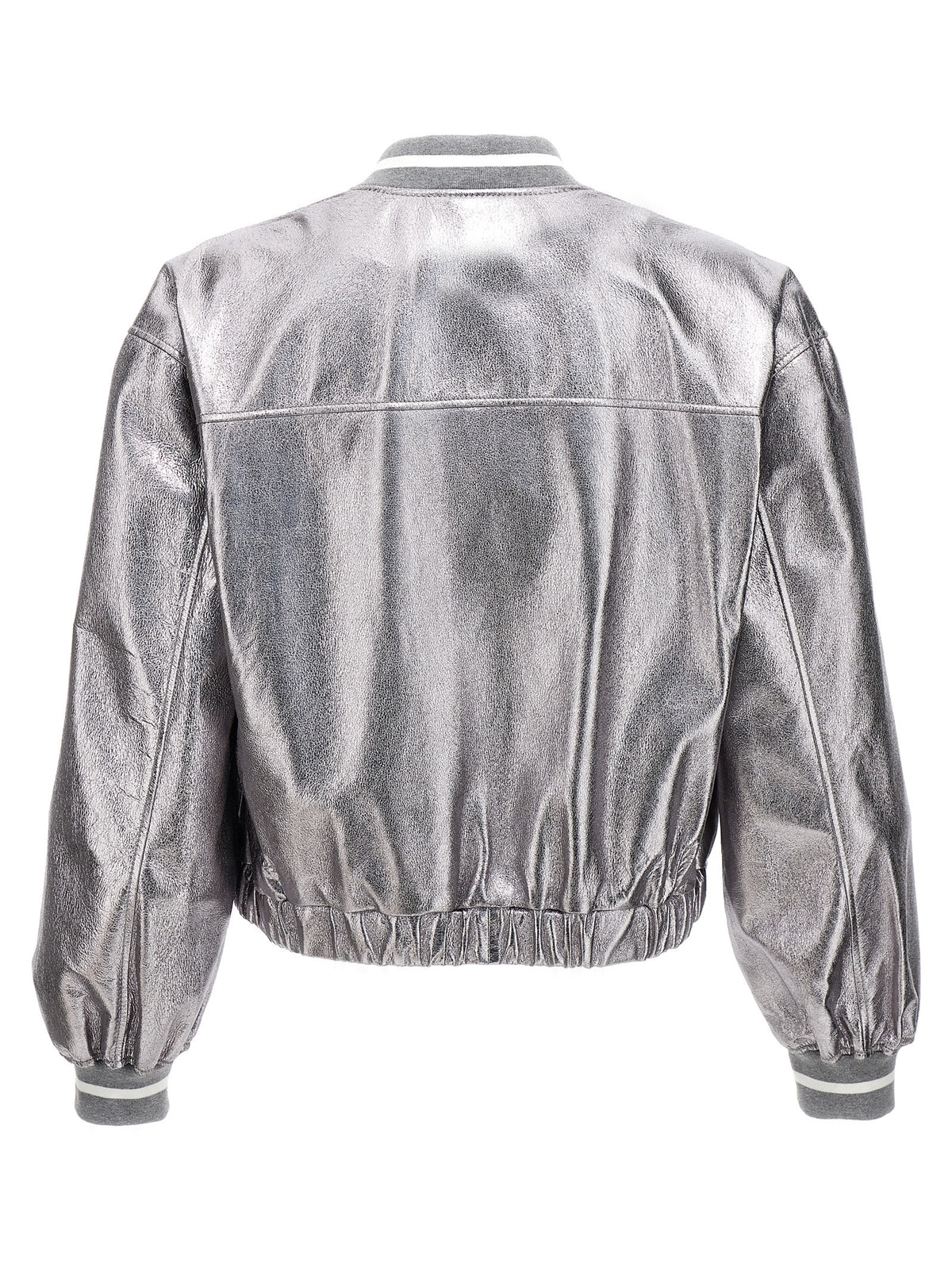 Brunello Cucinelli Women Laminated Leather Bomber Jacket BRUNELLO CUCINELLI