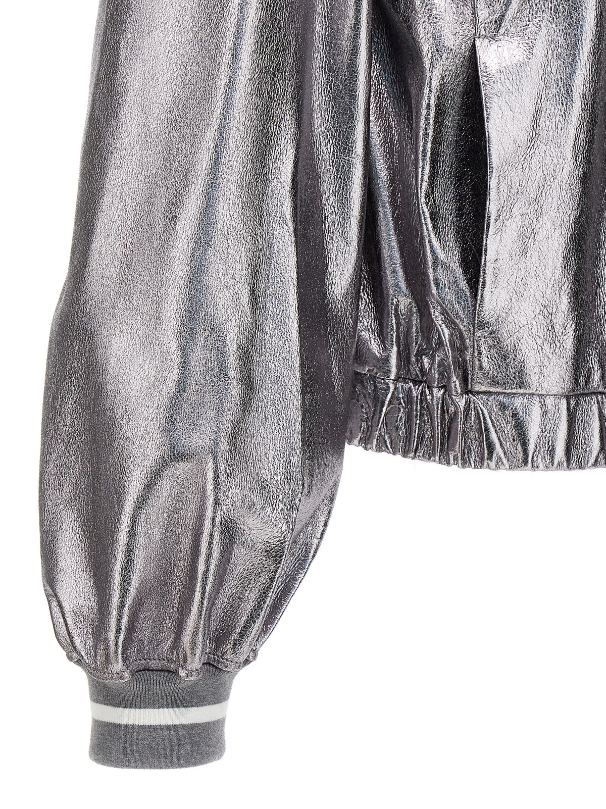 Brunello Cucinelli Women Laminated Leather Bomber Jacket BRUNELLO CUCINELLI