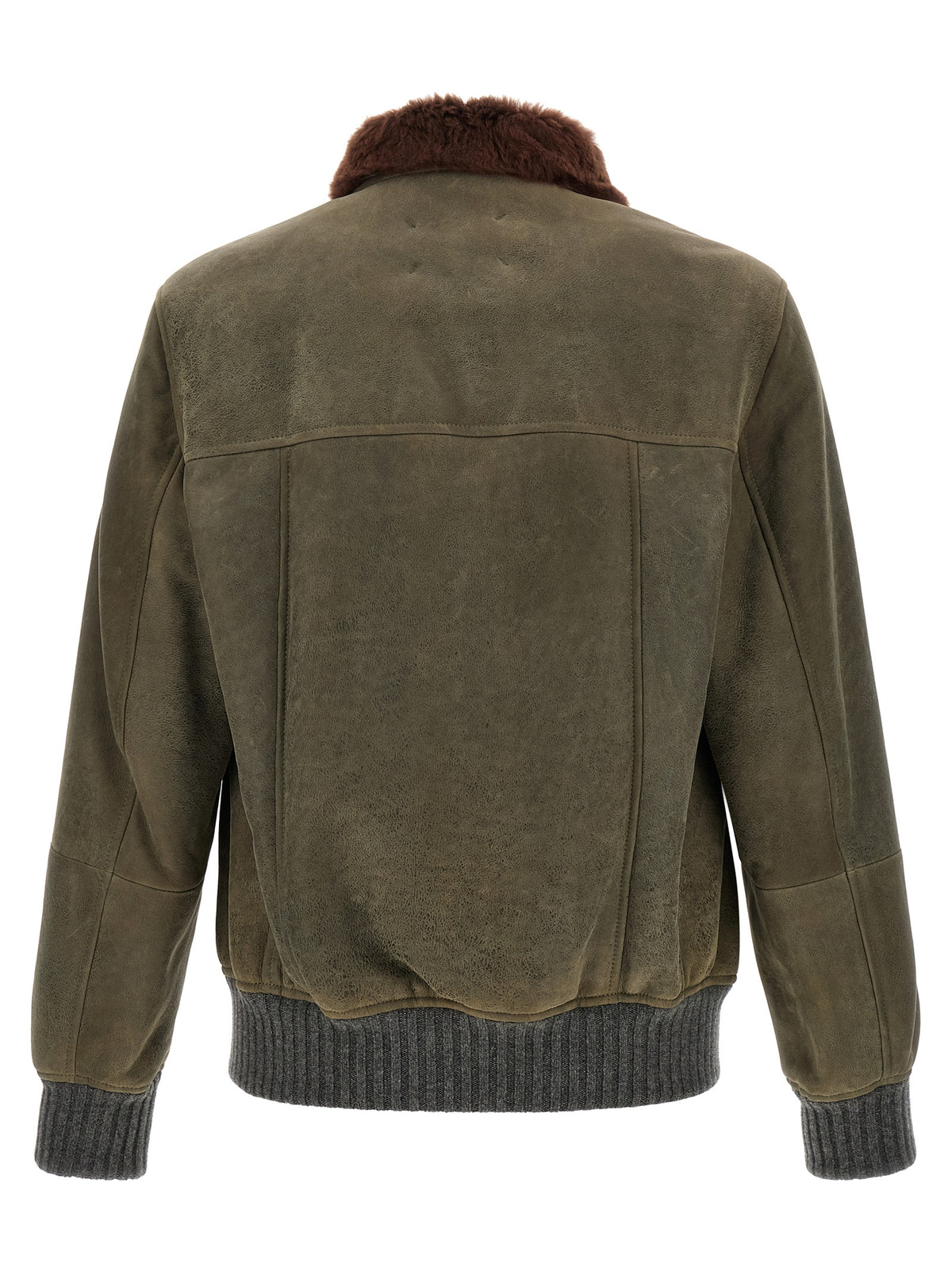 Brunello Cucinelli Men Waxed Shearling Bomber Jacket BRUNELLO CUCINELLI