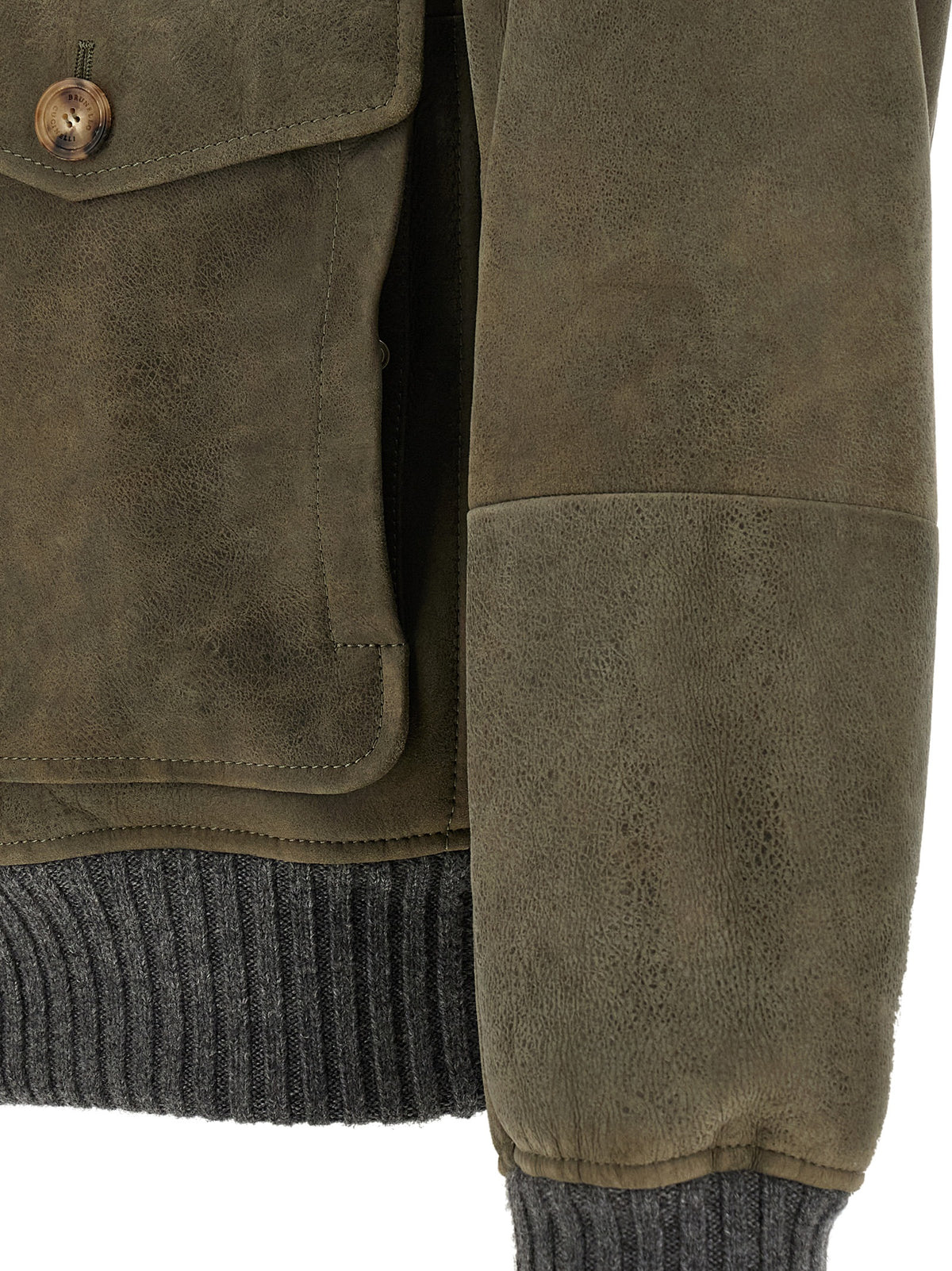 Brunello Cucinelli Men Waxed Shearling Bomber Jacket BRUNELLO CUCINELLI