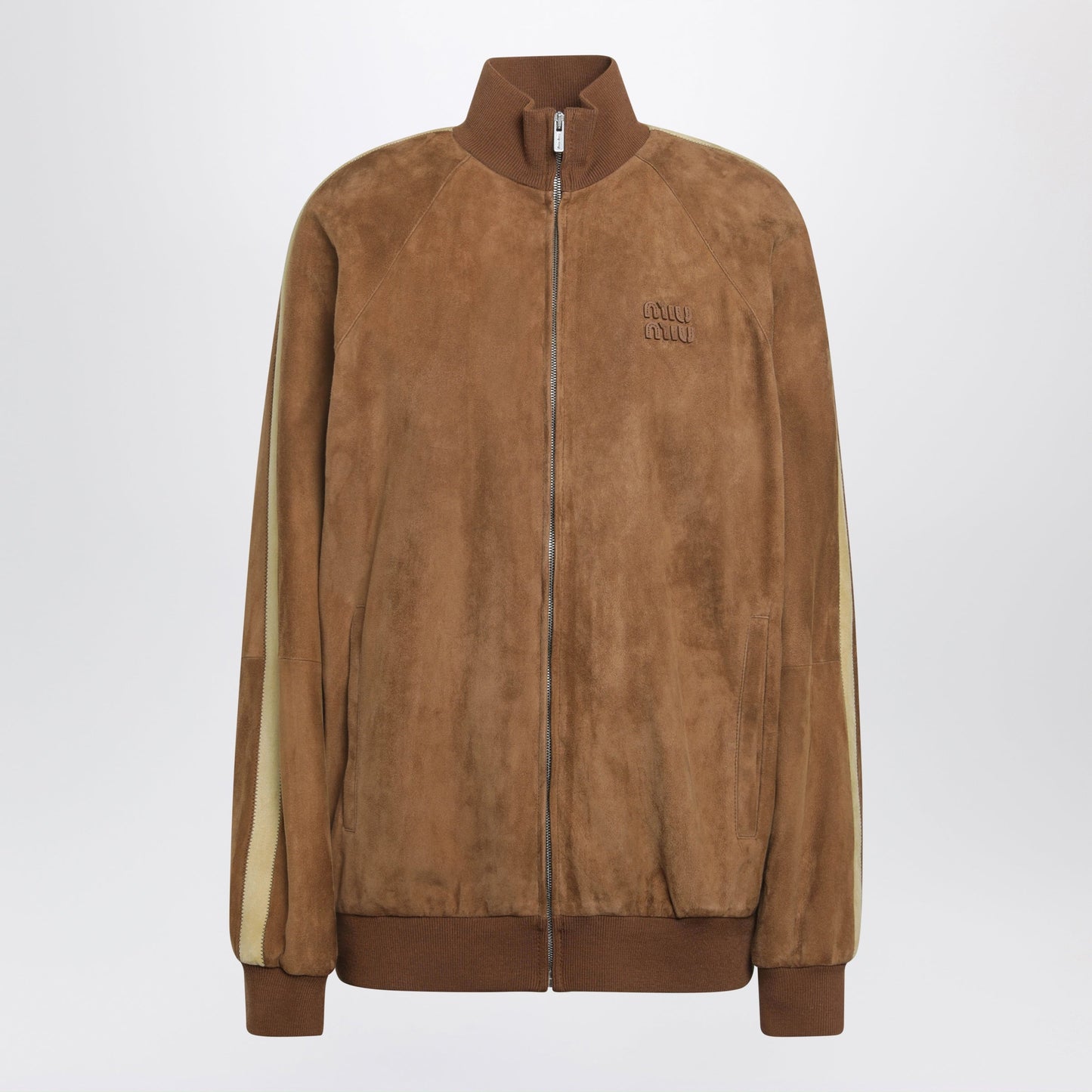Miu Miu Waxed Suede Leather Jacket In Cognac Women MIU MIU