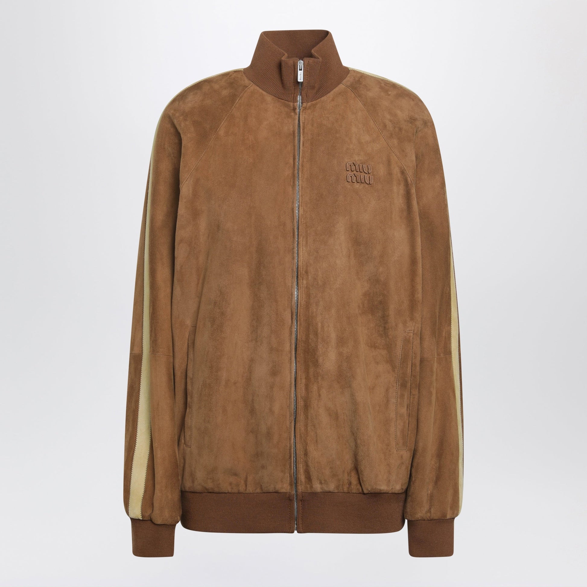 Miu Miu Waxed Suede Leather Jacket In Cognac Women MIU MIU
