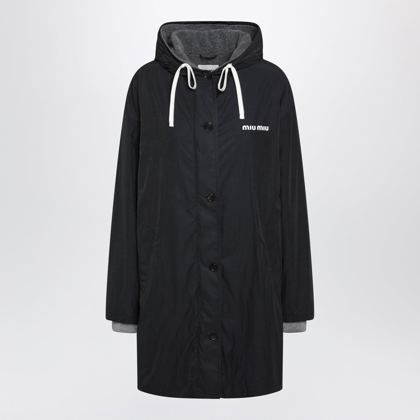 Miu Miu Black Caban In Panama And Fleece Women MIU MIU
