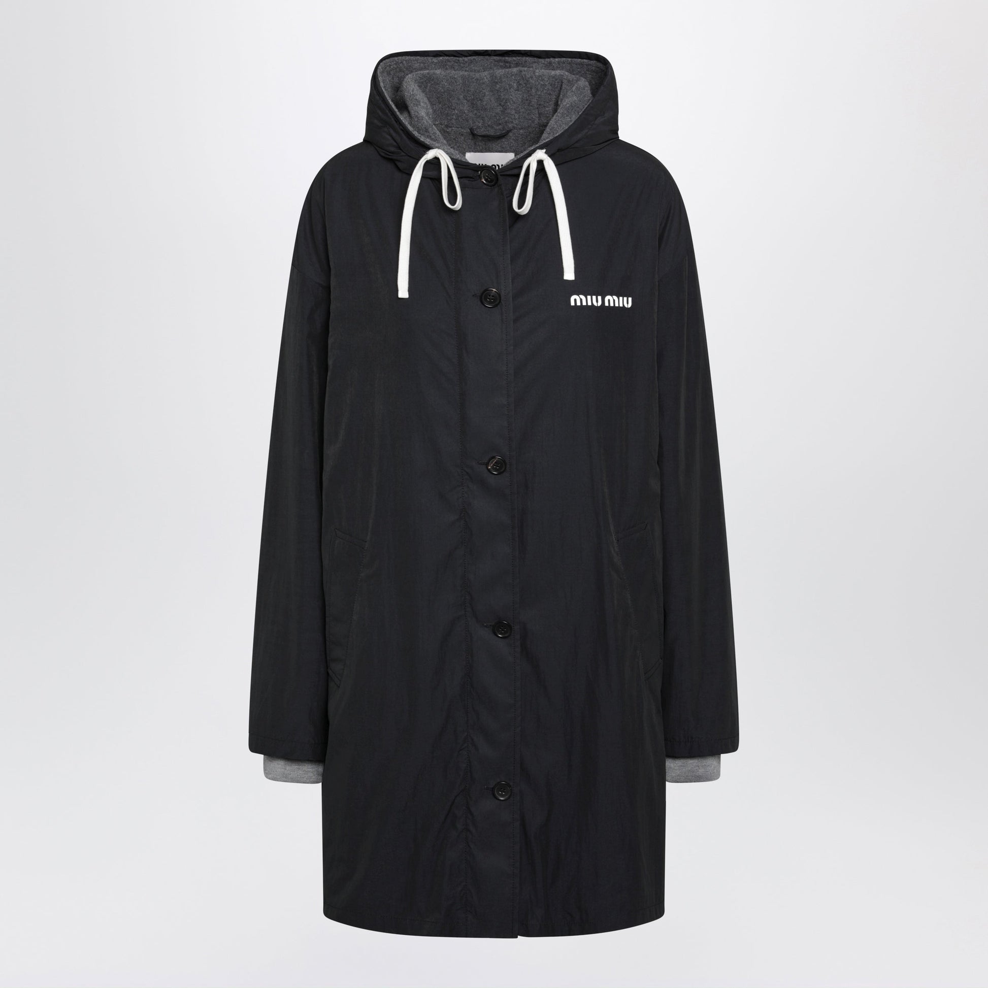 Miu Miu Black Caban In Panama And Fleece Women MIU MIU