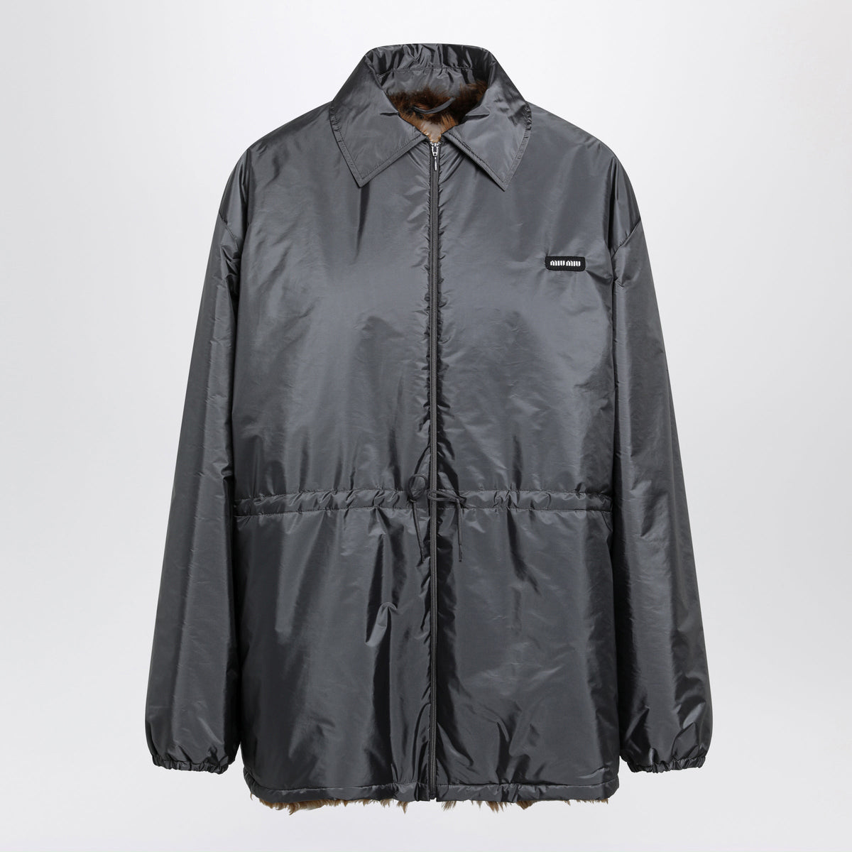 Miu Miu Ematite Blouson In Technical Fabric And Shearling Women MIU MIU