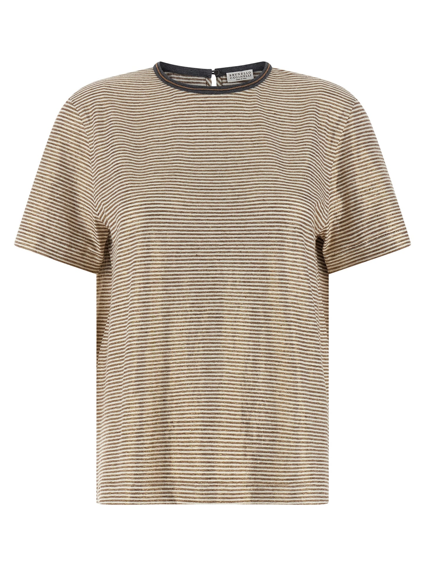 Brunello Cucinelli Women 'Shiny Collar Detail' T-Shirt BRUNELLO CUCINELLI