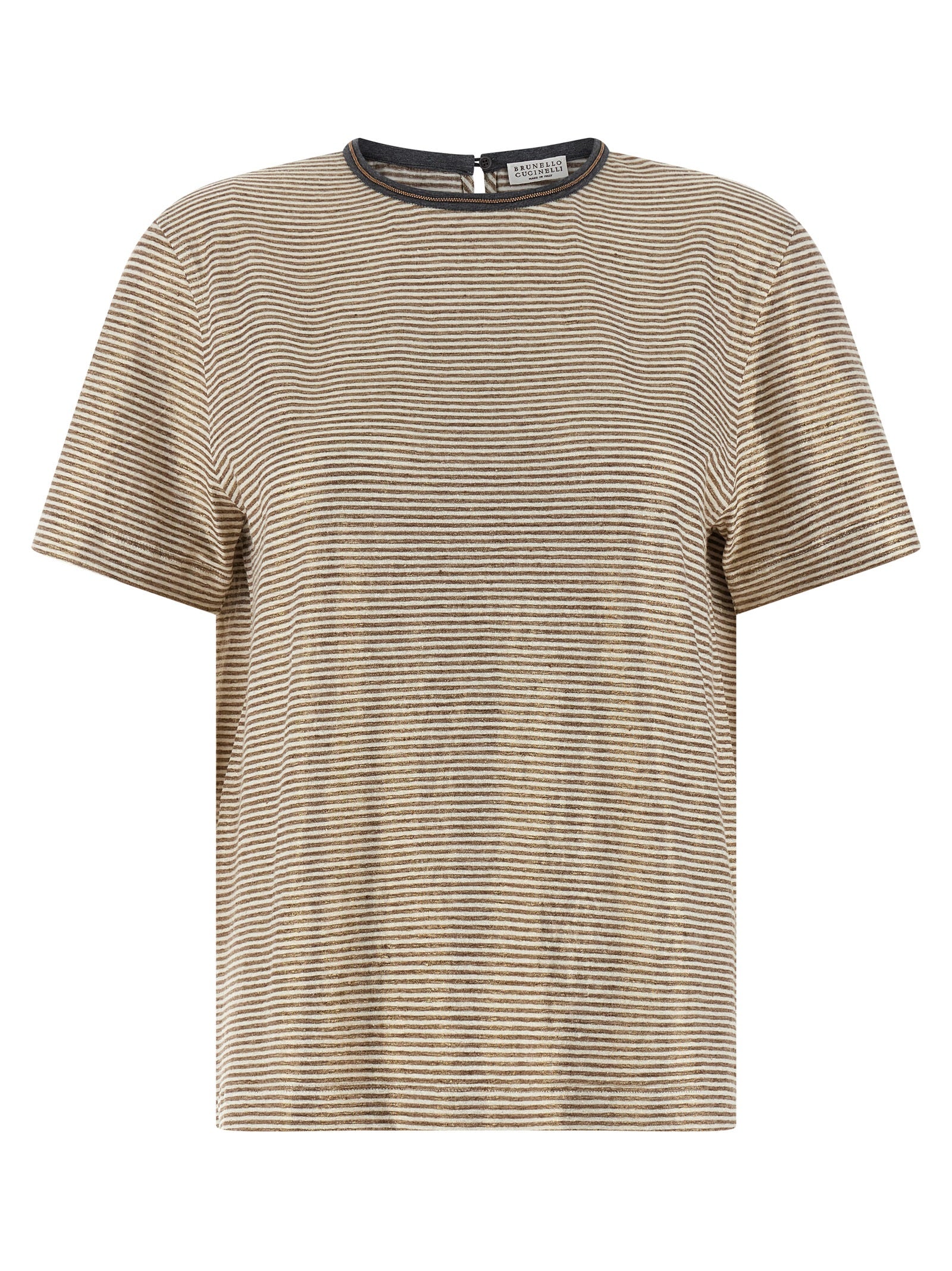 Brunello Cucinelli Women 'Shiny Collar Detail' T-Shirt BRUNELLO CUCINELLI