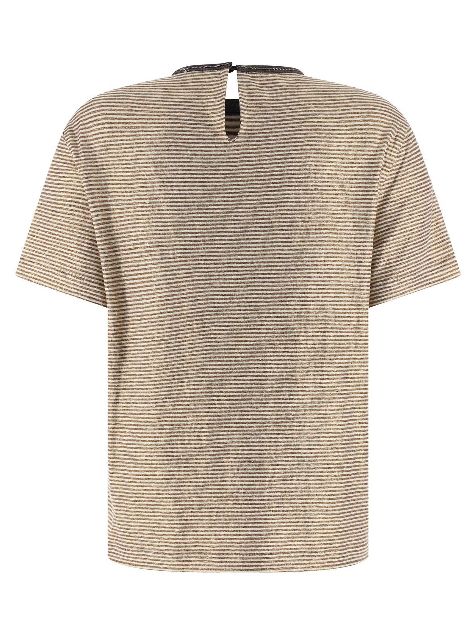 Brunello Cucinelli Women 'Shiny Collar Detail' T-Shirt BRUNELLO CUCINELLI