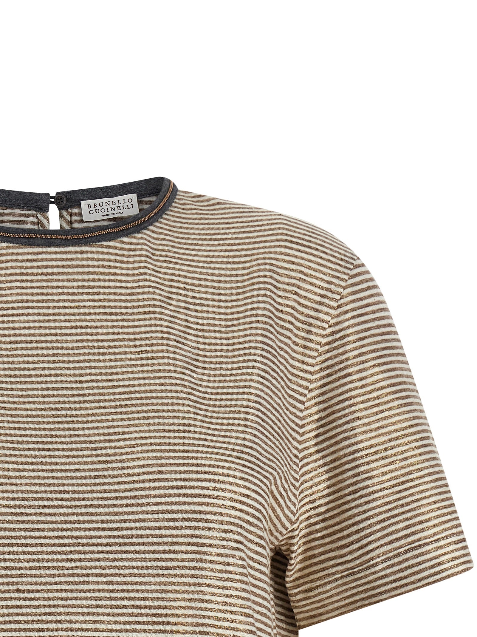 Brunello Cucinelli Women 'Shiny Collar Detail' T-Shirt BRUNELLO CUCINELLI