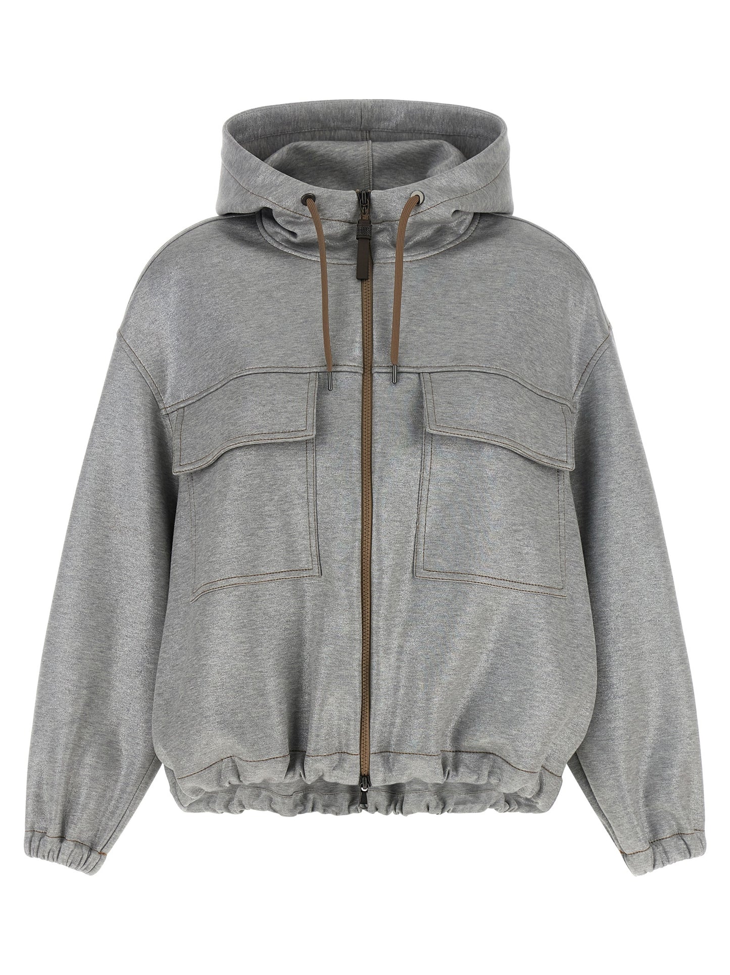 Brunello Cucinelli Women 'Shiny Zipper Pull' Bomber Jacket BRUNELLO CUCINELLI