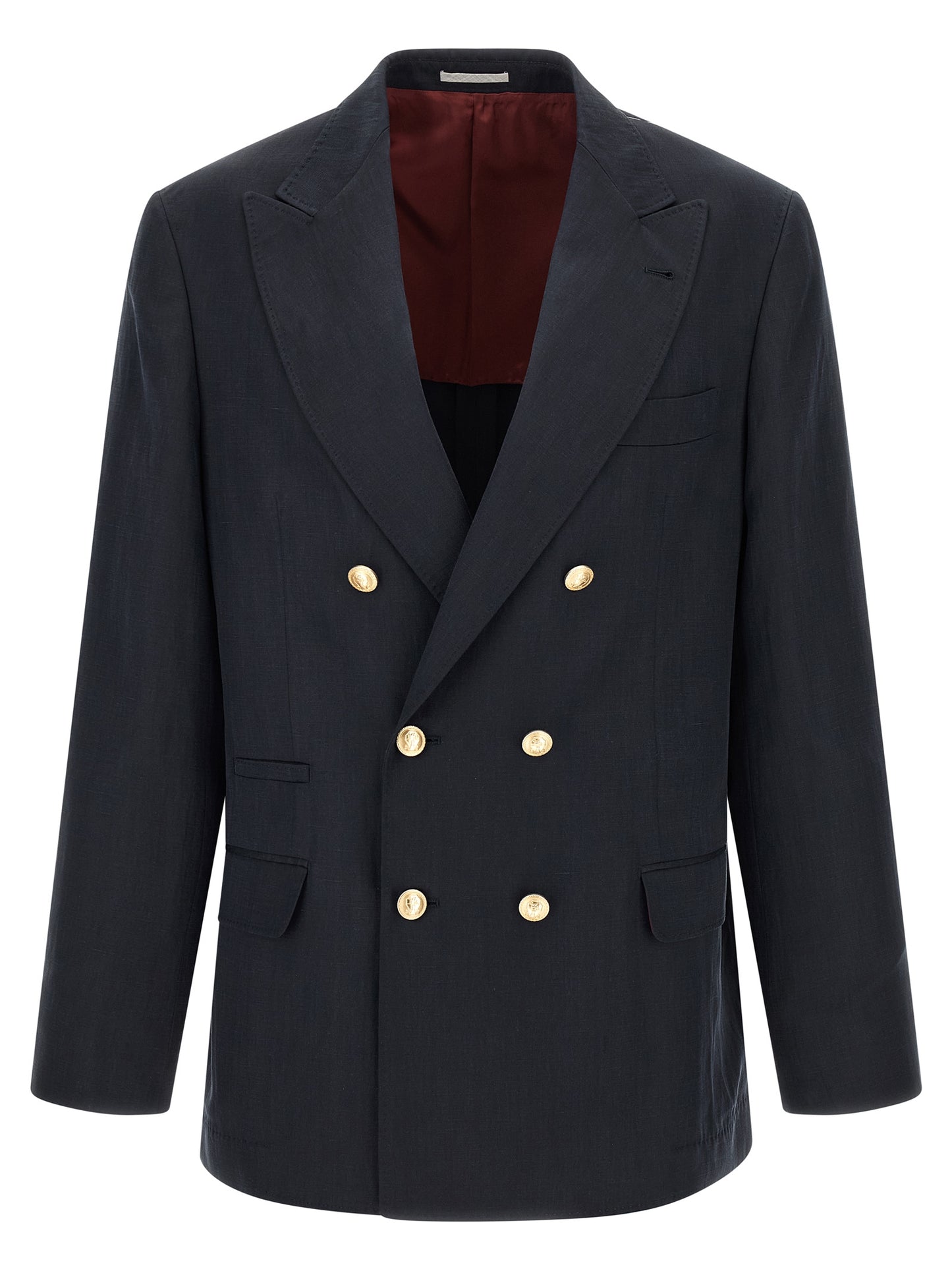 Brunello Cucinelli Men Silk Twill And Linen Délavé Blazer BRUNELLO CUCINELLI