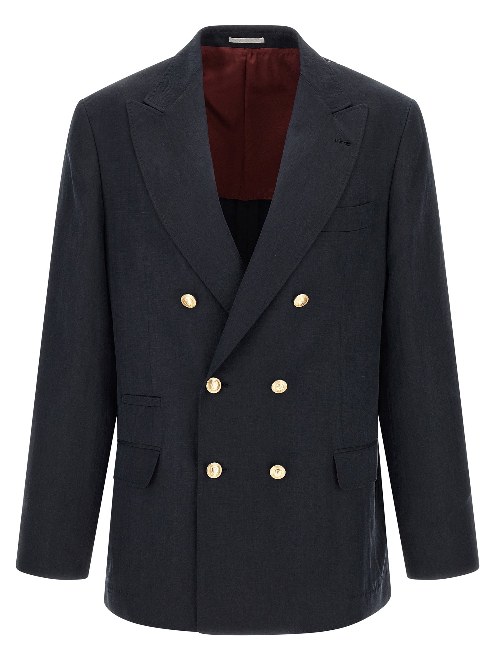 Brunello Cucinelli Men Silk Twill And Linen Délavé Blazer BRUNELLO CUCINELLI