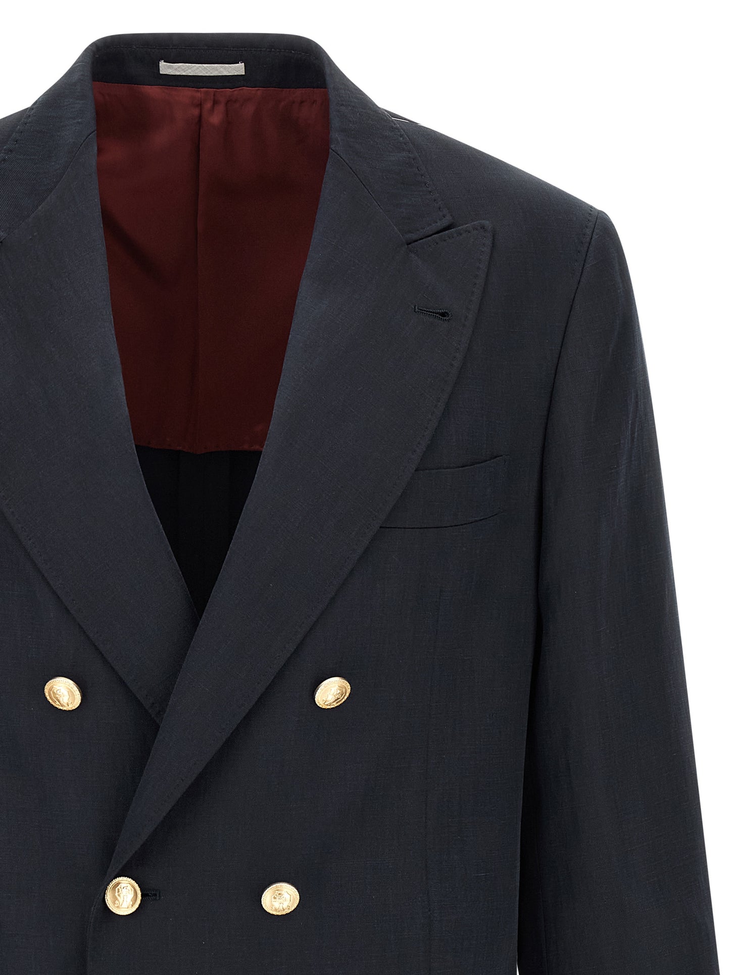 Brunello Cucinelli Men Silk Twill And Linen Délavé Blazer BRUNELLO CUCINELLI