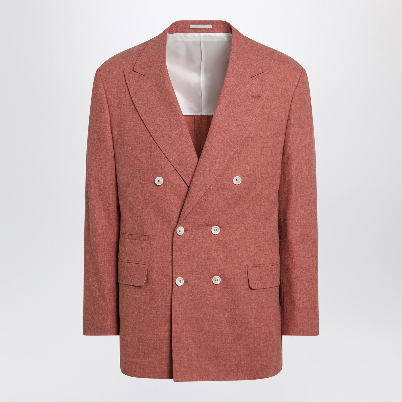 Brunello Cucinelli Peach Double-Breasted Wool-Blend Jacket Men BRUNELLO CUCINELLI