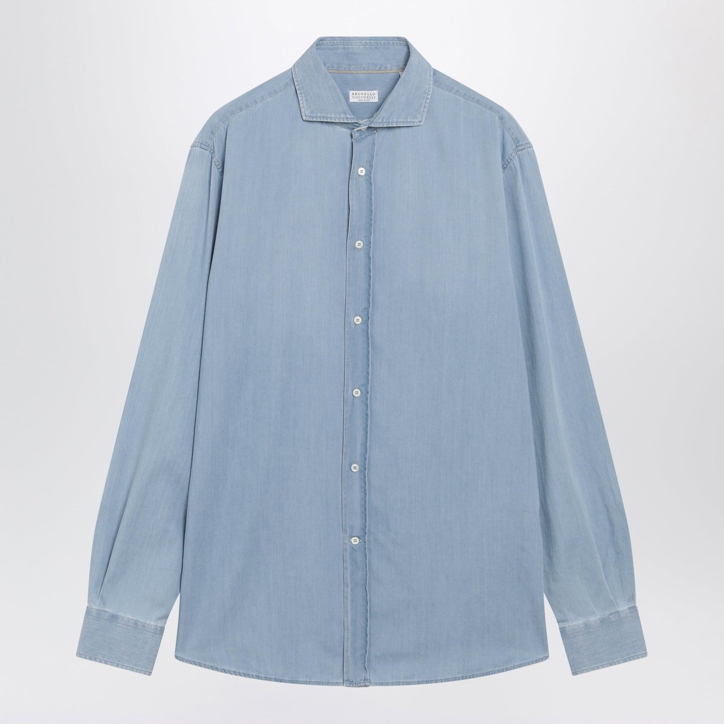 Brunello Cucinelli Easy Fit Shirt In Light Blue Denim Men BRUNELLO CUCINELLI