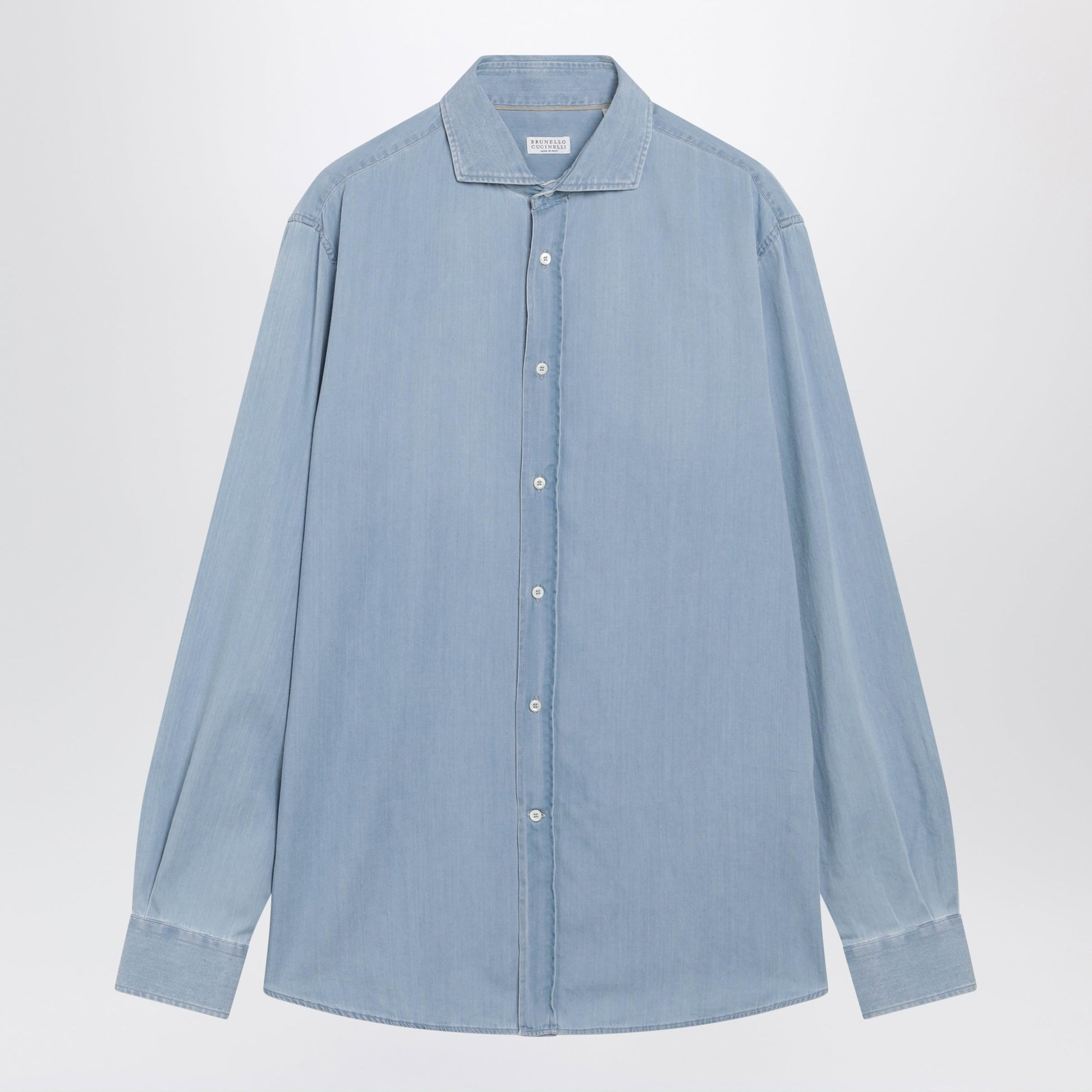 Brunello Cucinelli Easy Fit Shirt In Light Blue Denim Men BRUNELLO CUCINELLI